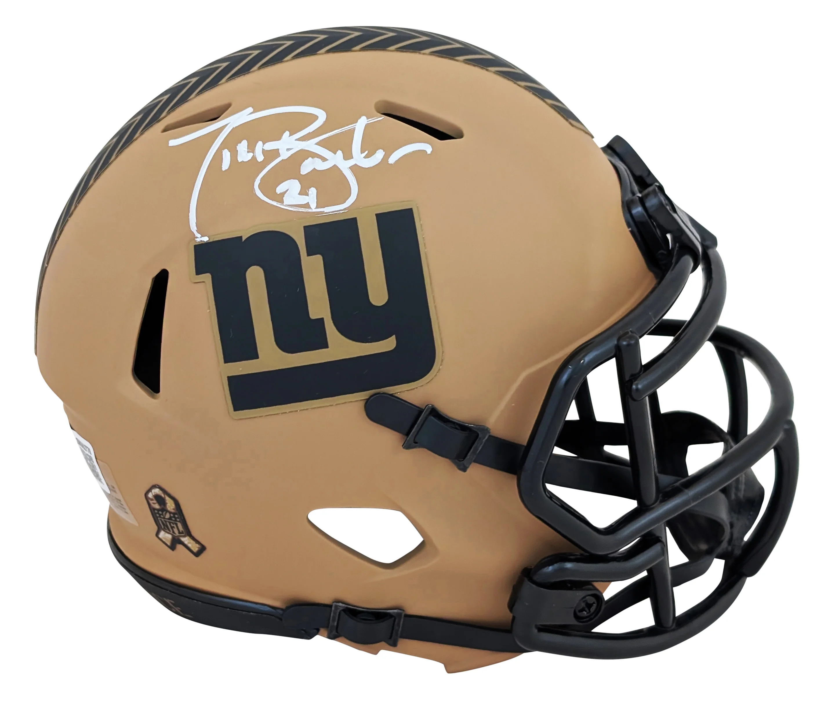 Giants Tiki Barber Signed Salute To Service II Speed Mini Helmet BAS Witnessed - Image 2
