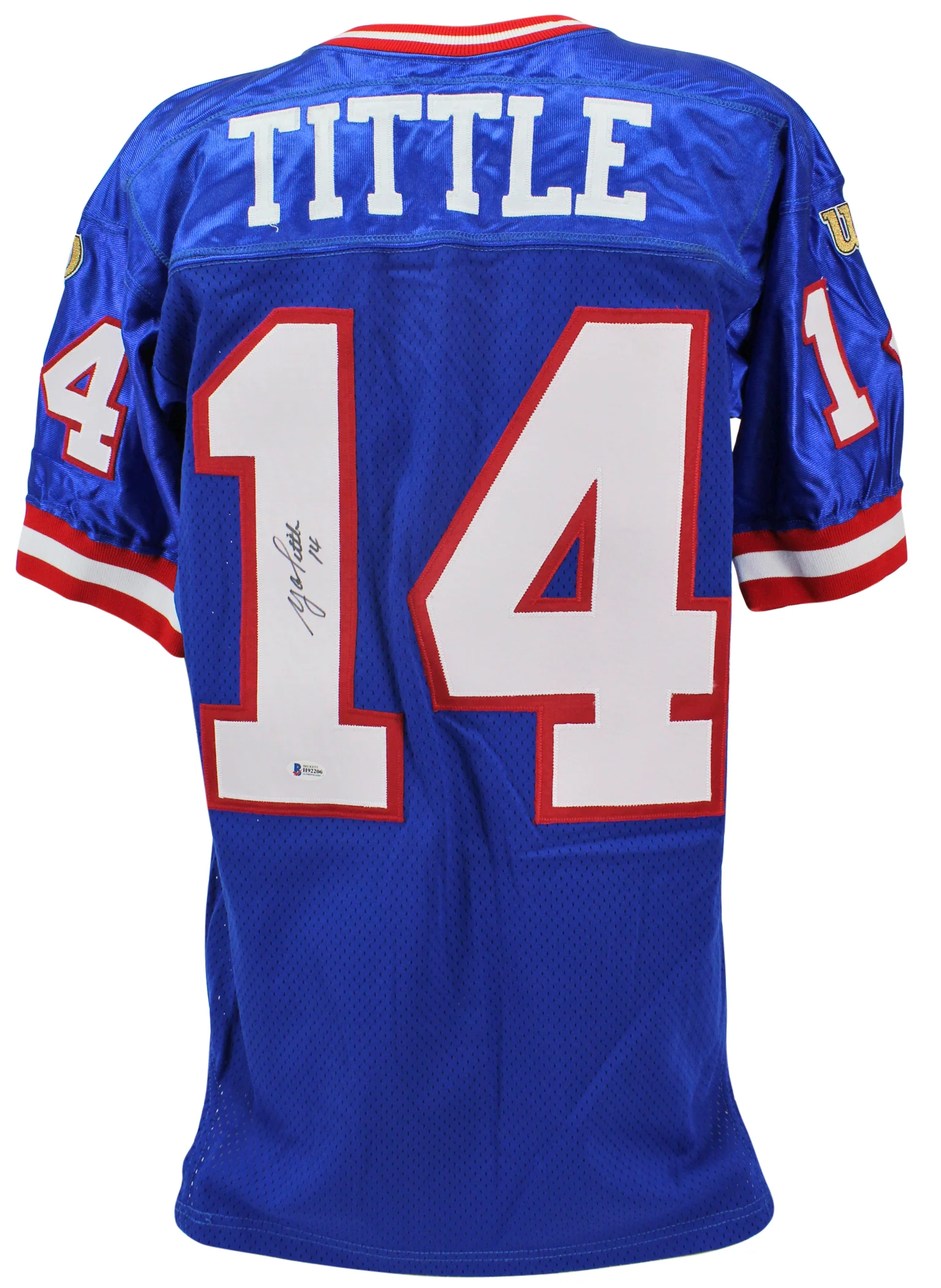 Giants Y.A. Tittle Authentic Signed Blue Wilson Authentic Jersey BAS #H92206 - Image 2