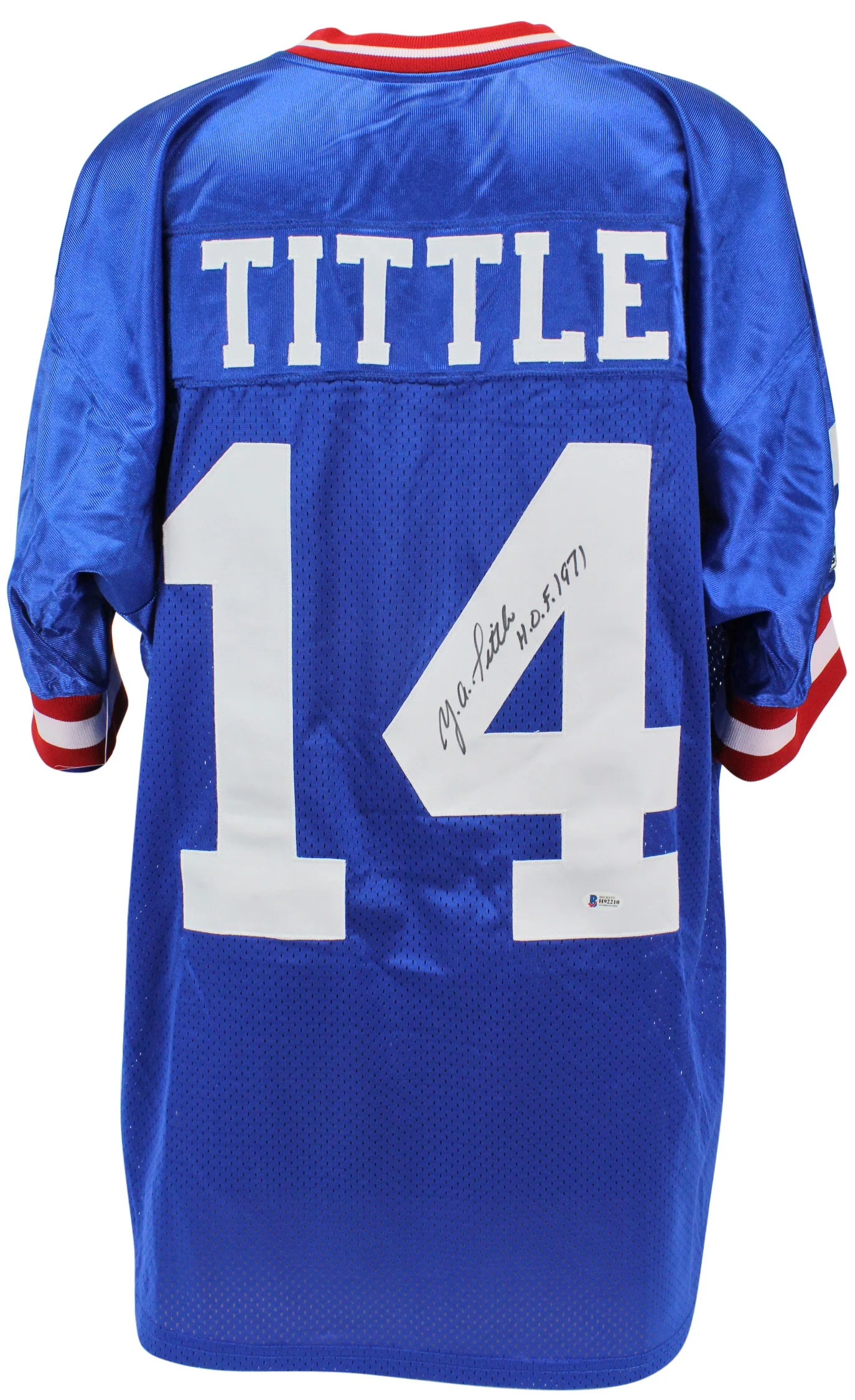 Giants Y.A. Tittle "HOF 1971" Signed Blue Apex Proline Jersey BAS #H92210 - Image 2