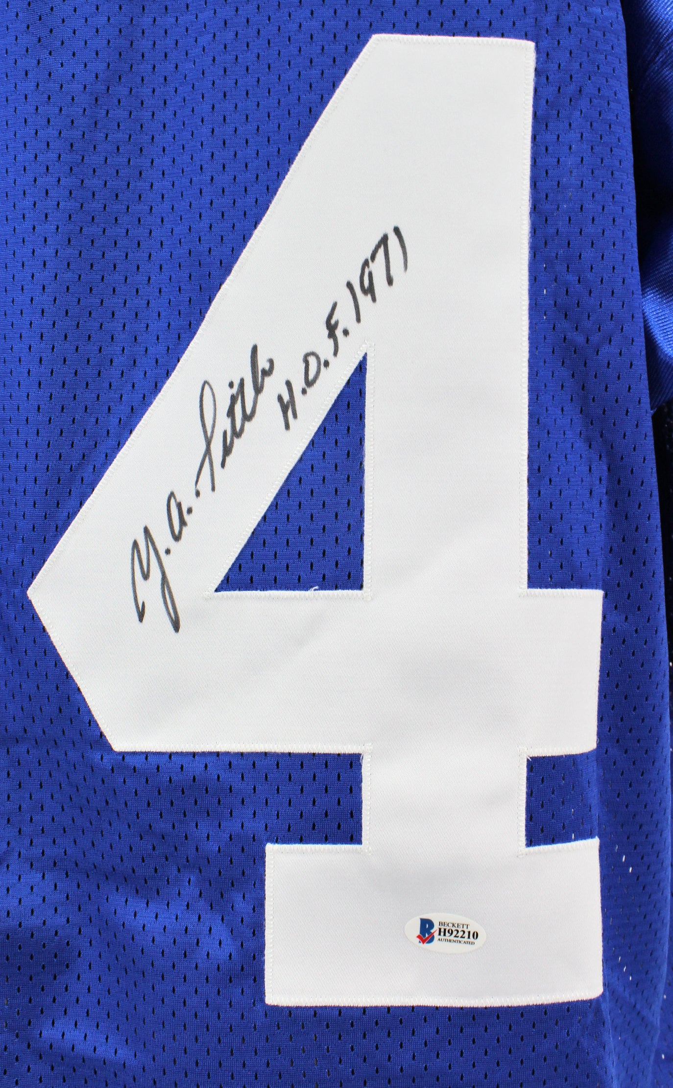 Giants Y.A. Tittle "HOF 1971" Signed Blue Apex Proline Jersey BAS #H92210 - Image 3