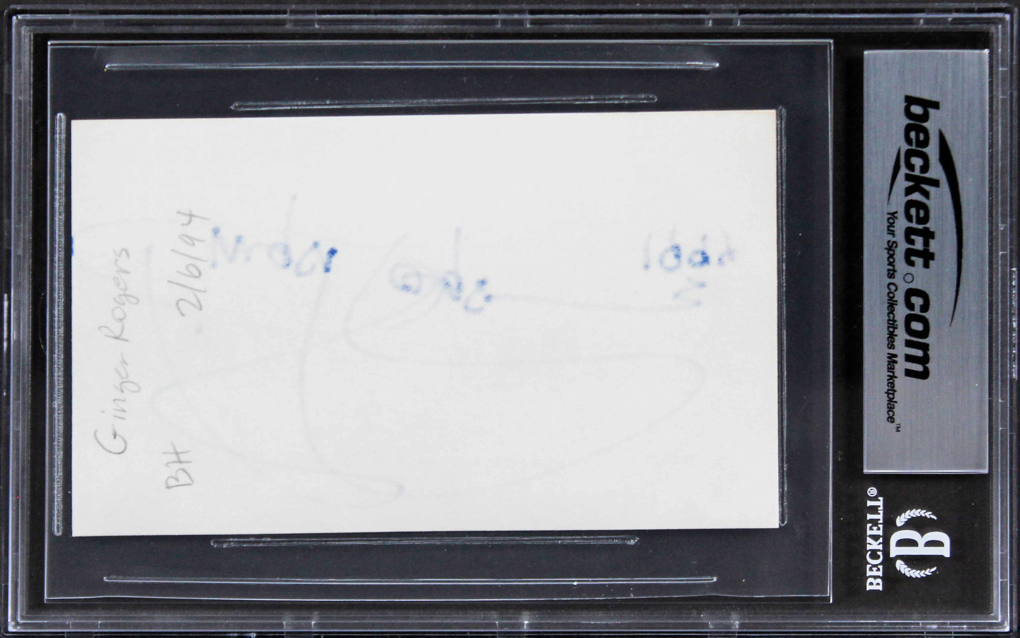 Ginger Rogers Kitty Foyle "1994" Authentic Signed 3x5 Index Card BAS Slabbed - Image 3