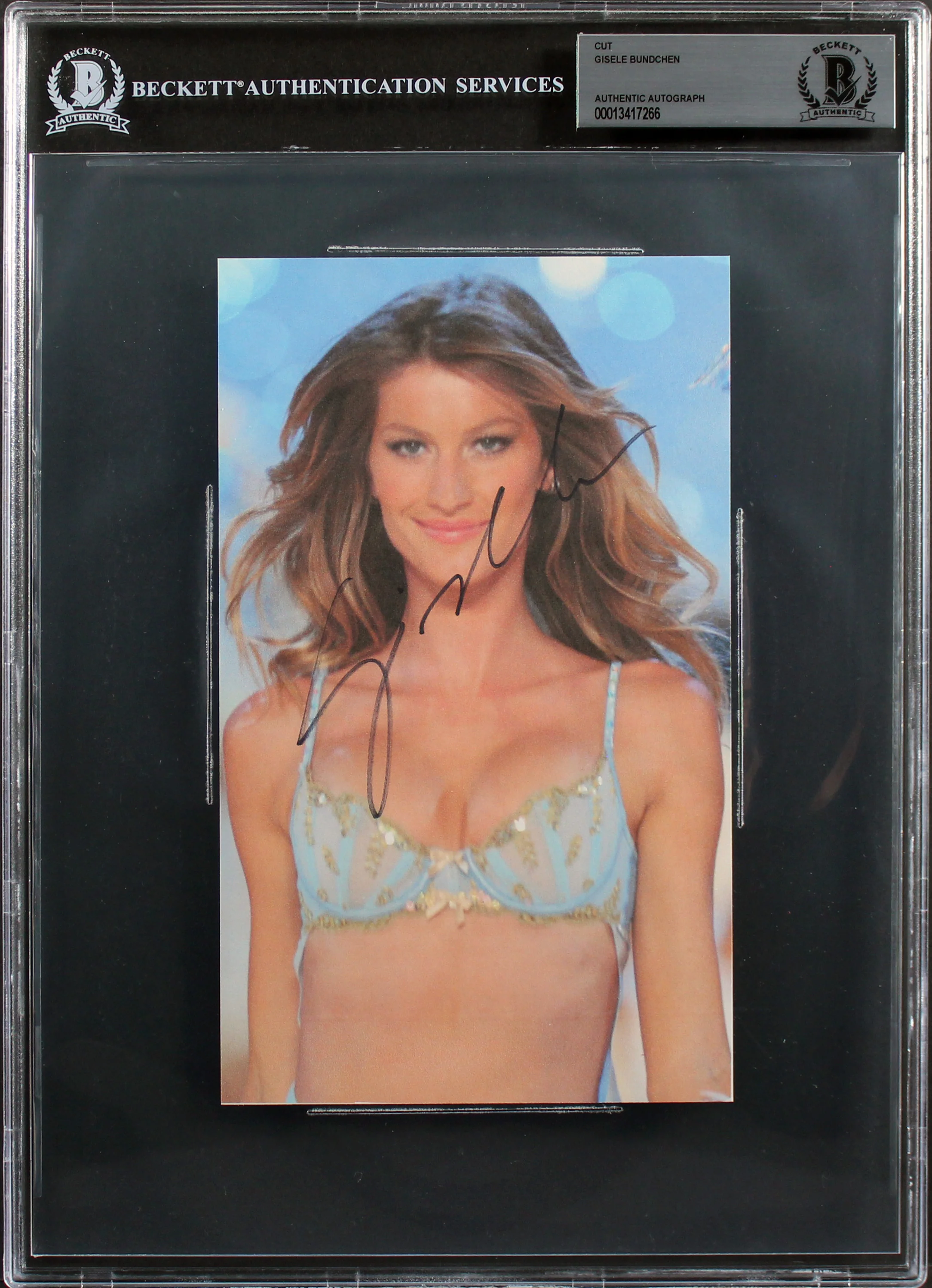 Gisele Bundchen Authentic Signed 4.5x8.5 Cut Signature Autographed BAS Slabbed - Image 2