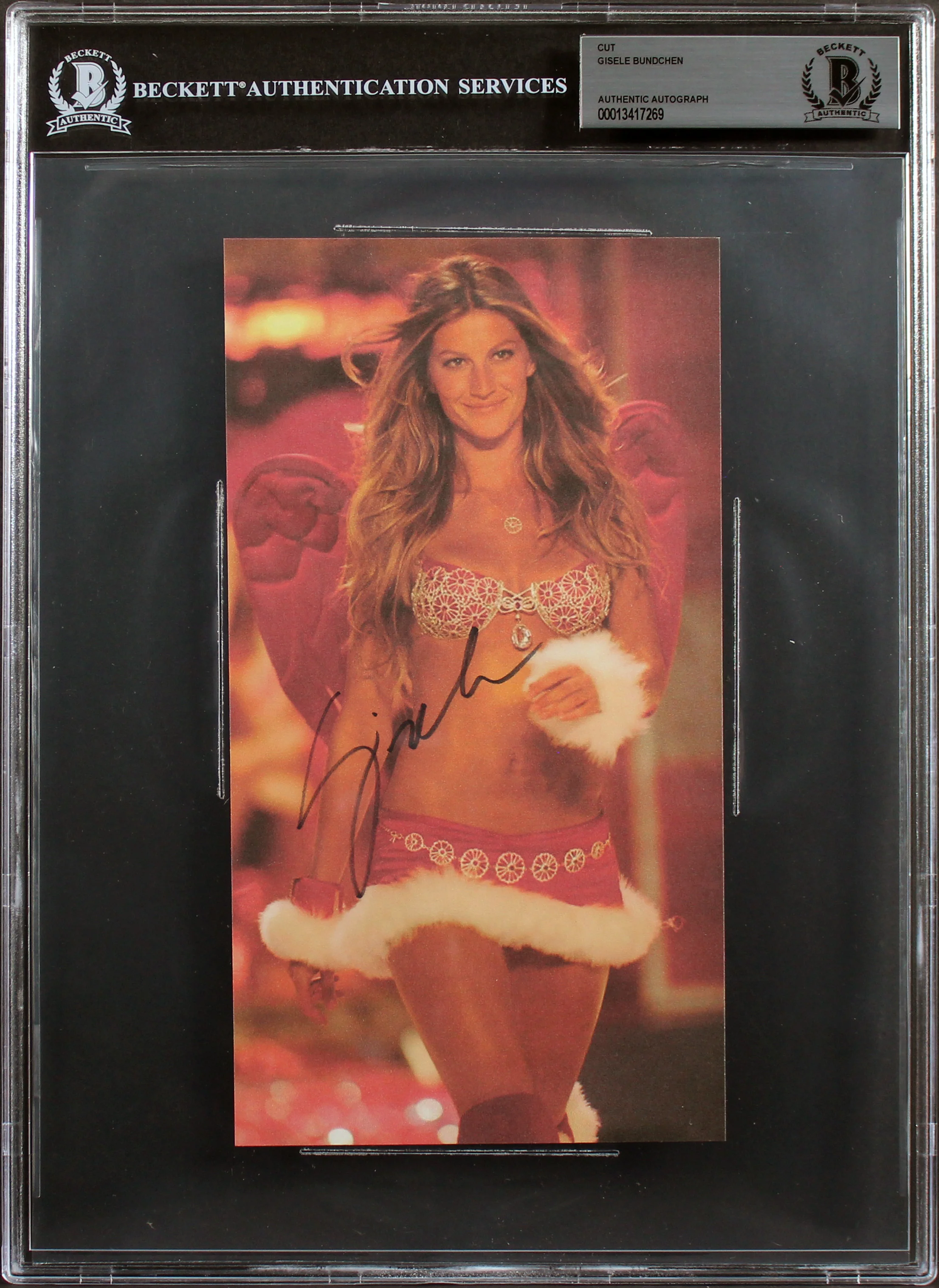 Gisele Bundchen Authentic Signed 4.5x8.5 Cut Signature BAS Slabbed - Image 2