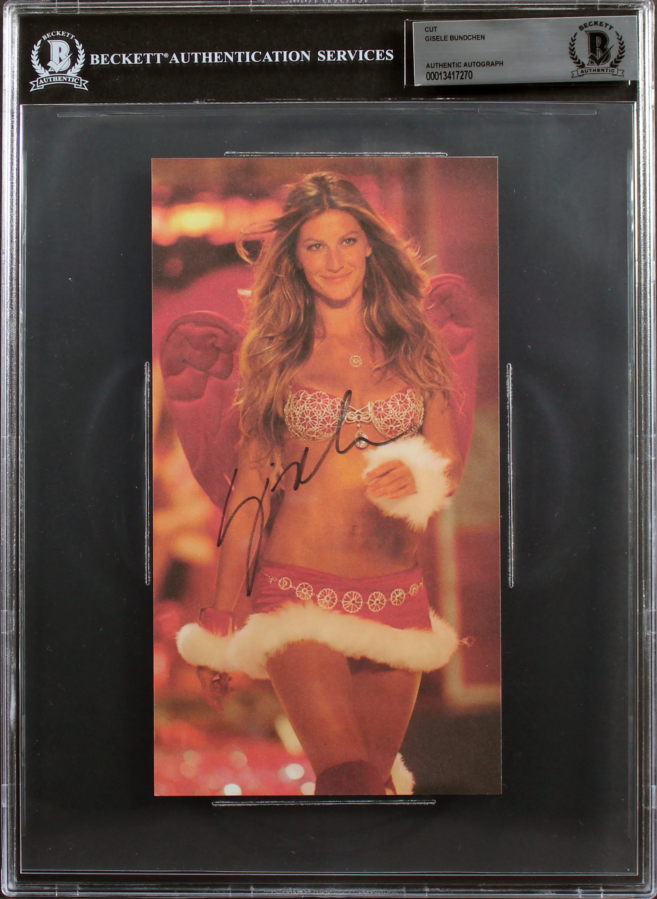 Gisele Bundchen Authentic Signed 4.5x8.5 Cut Signature BAS Slabbed - Image 2