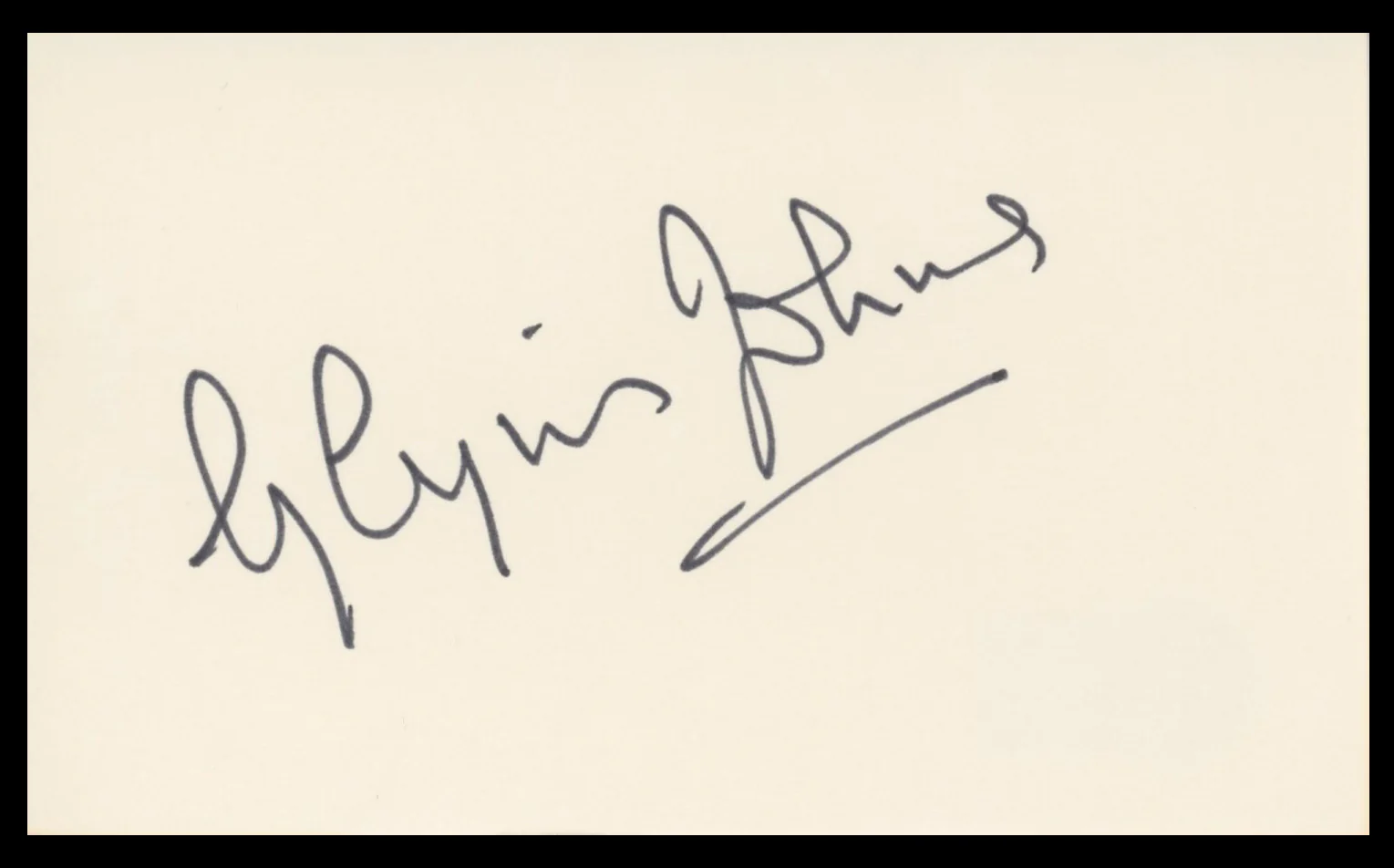 Glynis Johns Mary Poppins Authentic Signed 3x5 Index Card BAS #BV59052