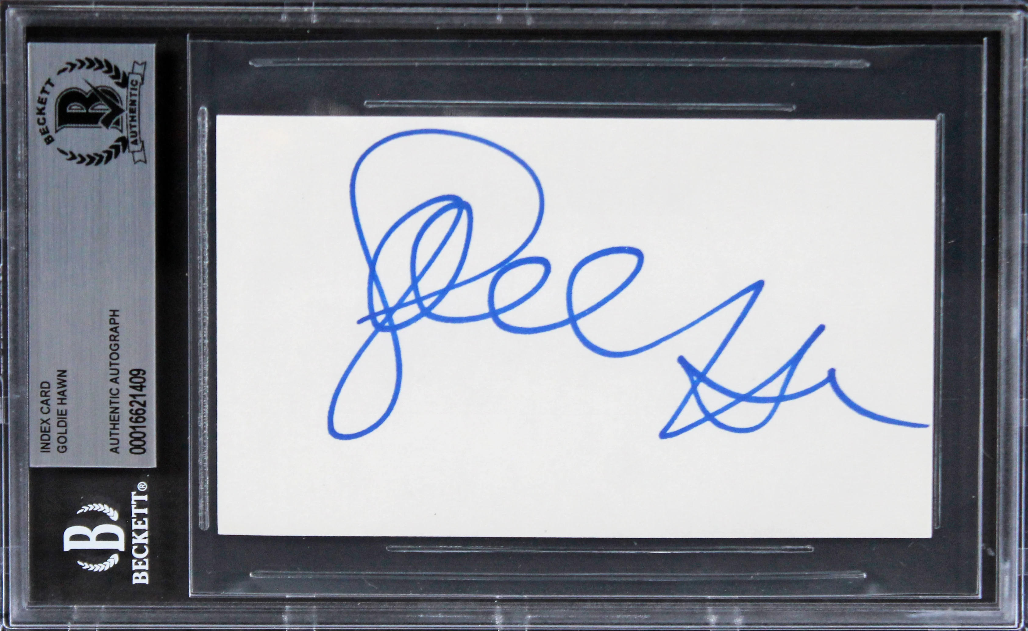 Goldie Hawn Overboard Authentic Signed 3x5 Index Card Autographed BAS Slabbed - Image 2