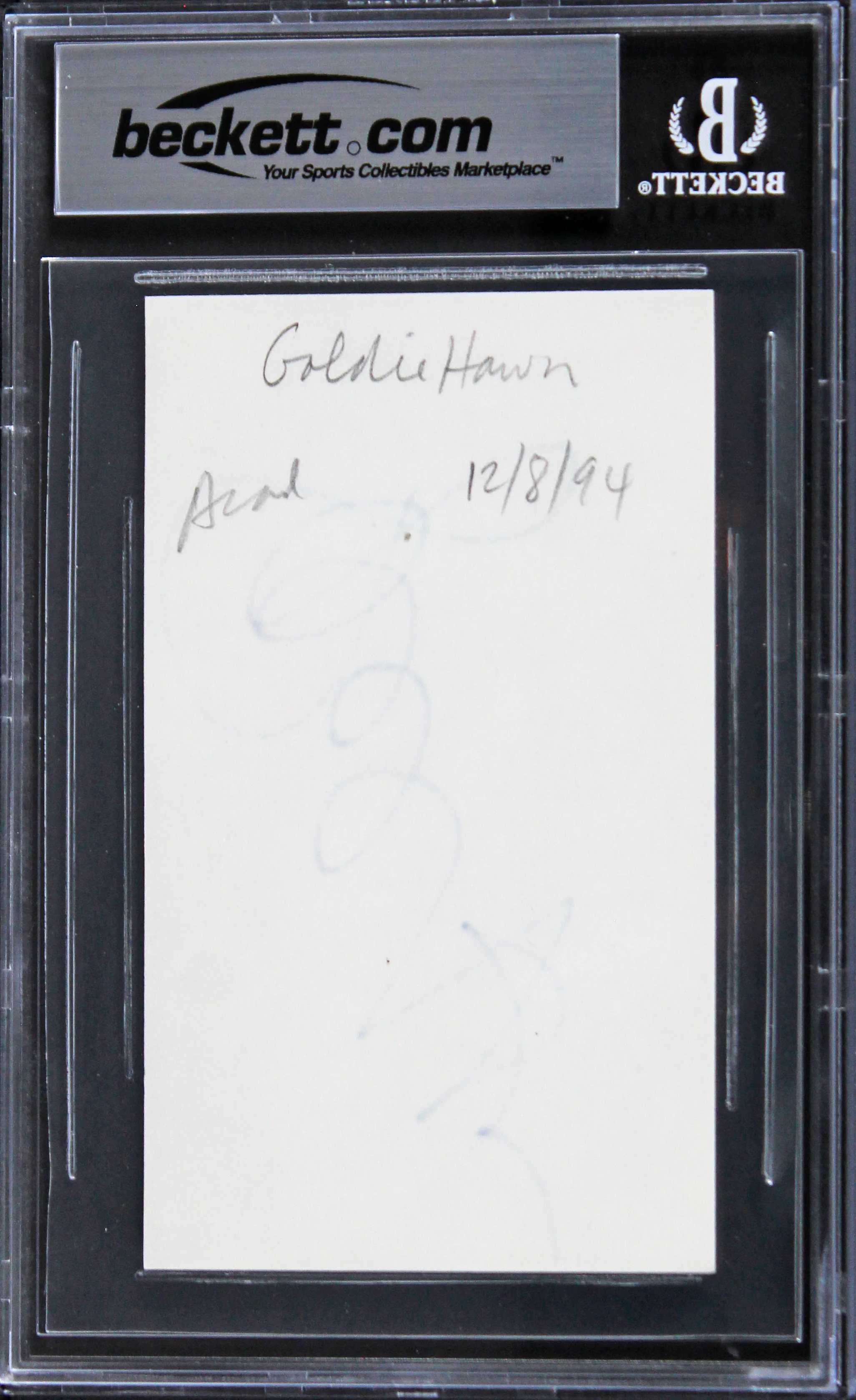 Goldie Hawn Overboard Authentic Signed 3x5 Index Card Autographed BAS Slabbed - Image 3