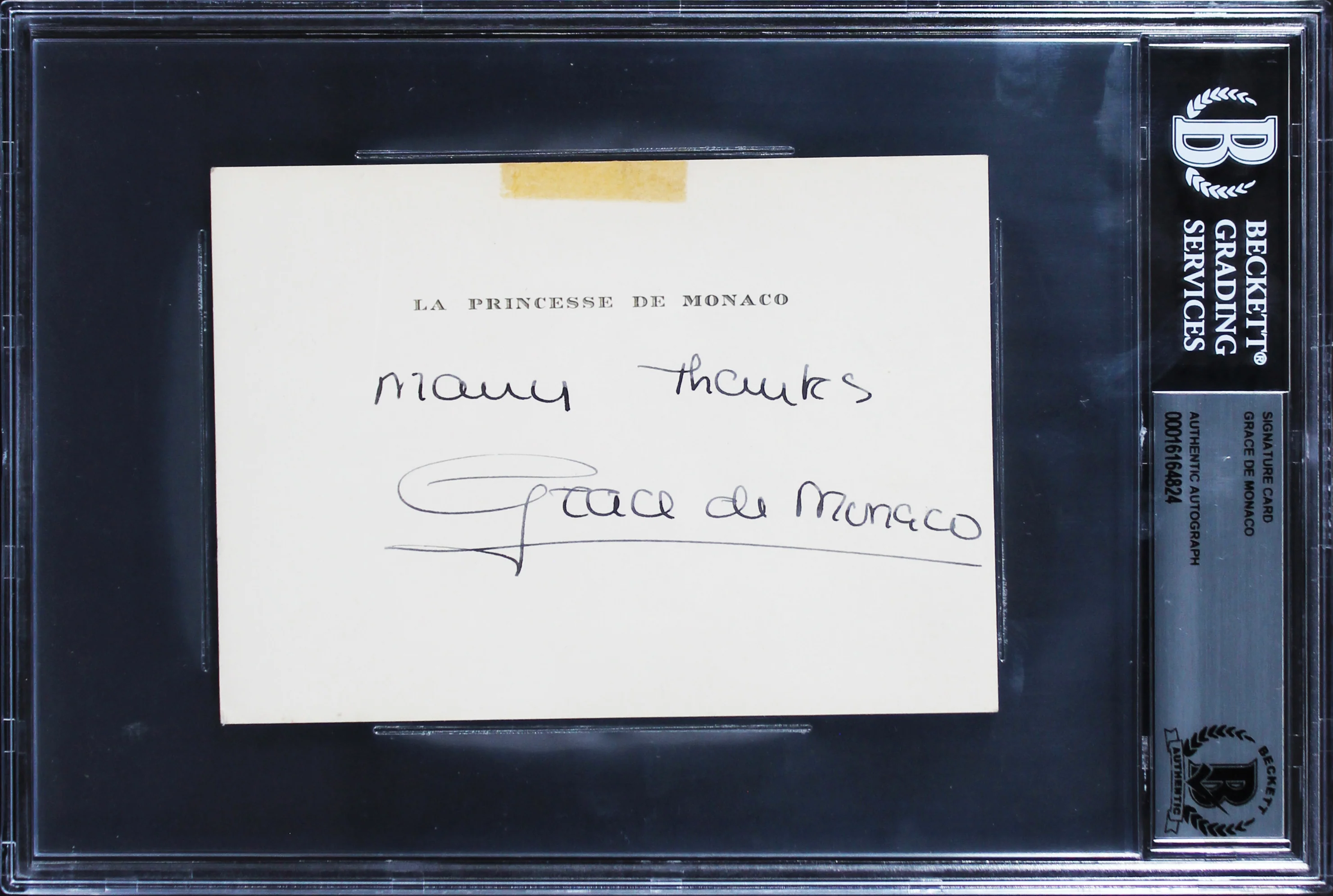 Grace De Monaco Signed 3.75x525 Personal Stationary Signature Card BAS Slabbed - Image 2