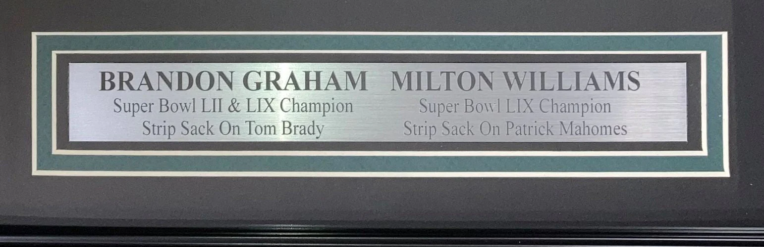 Graham Williams Signed Framed 16x20 Eagles Strip Sack Photo F Brady Mahomes BAS - Image 2