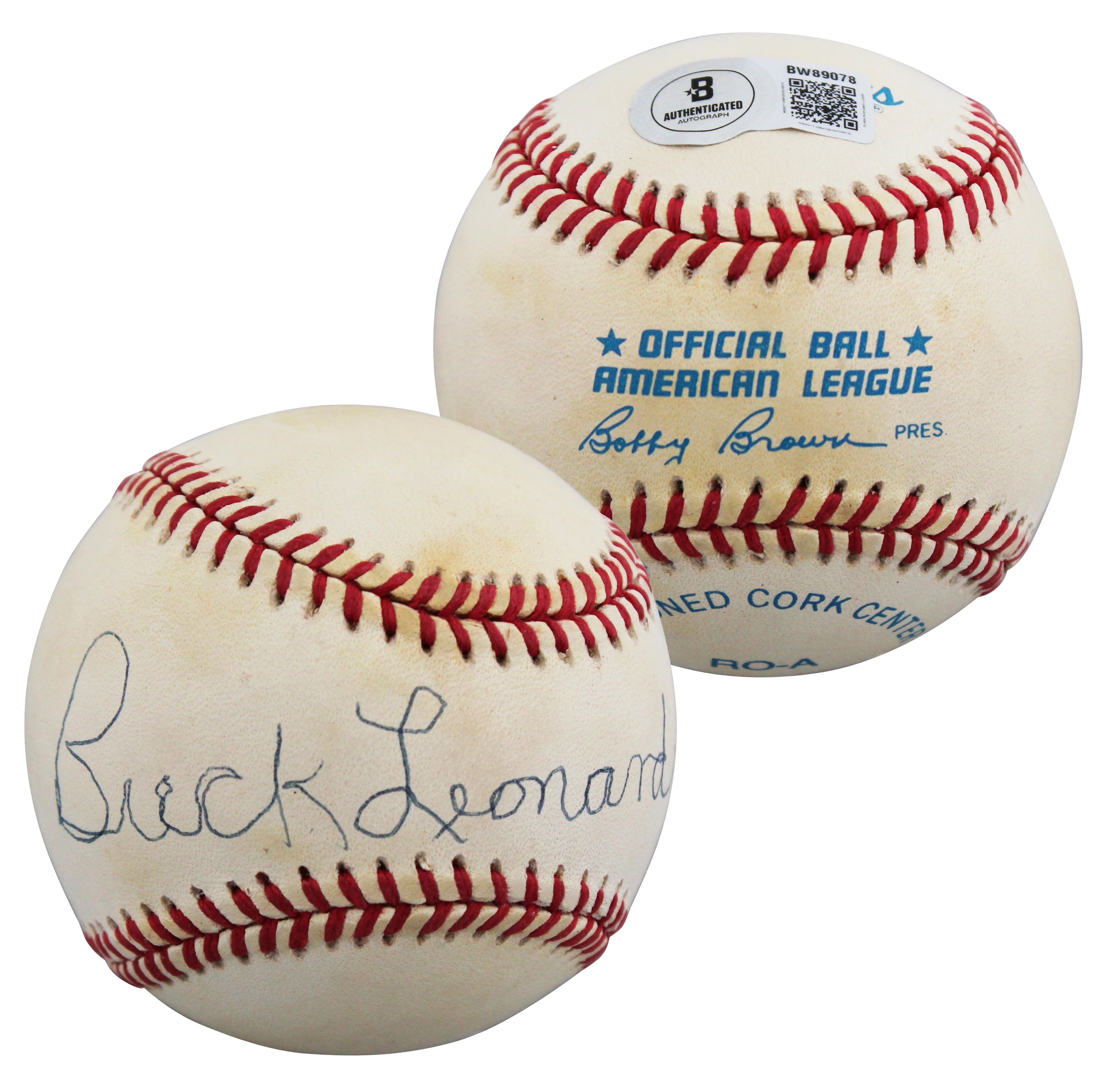 Grays Buck Leonard Authentic Signed Bobby Brown OAL Baseball BAS #BW89078 - Image 2