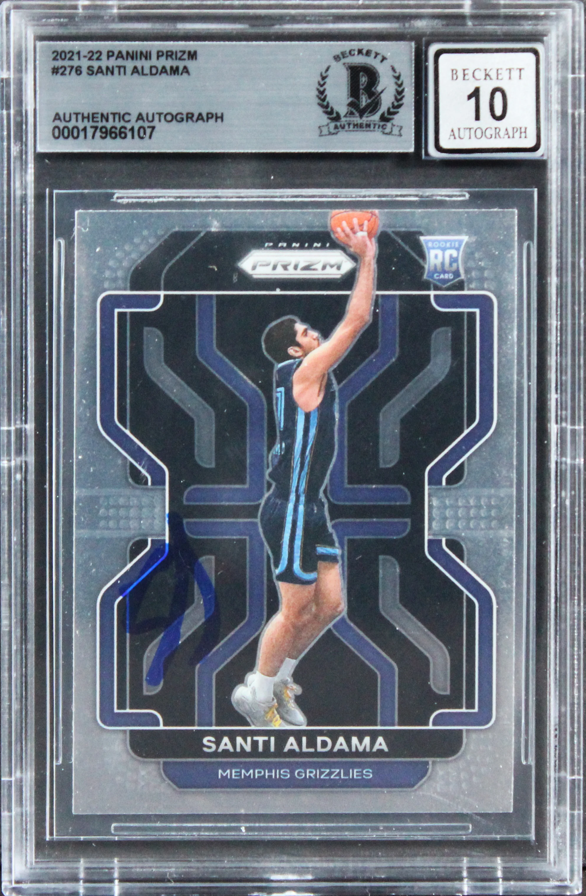 Grizzlies Santi Aldama Signed 2021 Panini #276 Rookie Card Auto 10! BAS Slabbed - Image 2