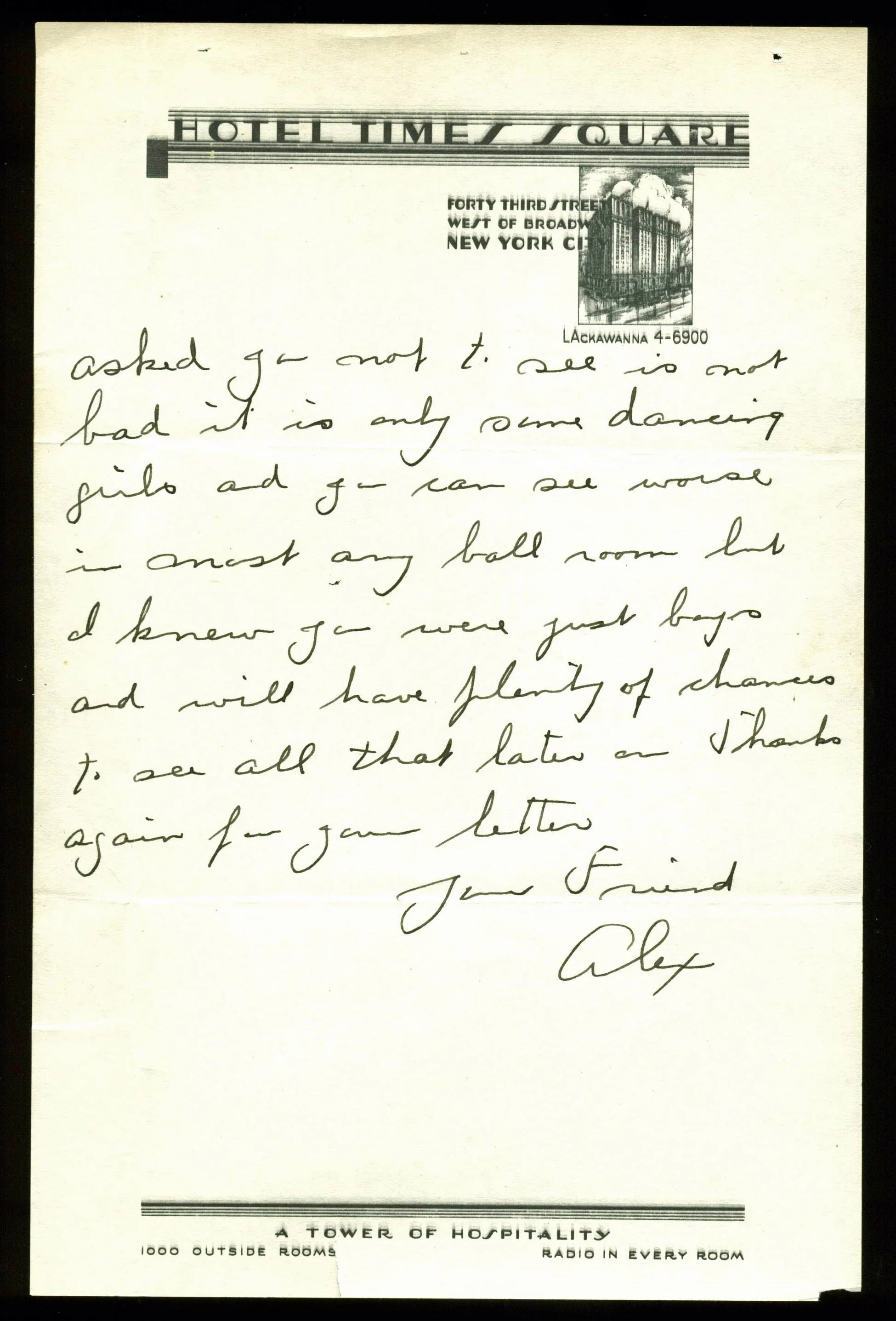 Grover Cleveland Alexander Signed 6x9.25 1939 Handwritten Letter JSA #Z31392 - Image 3