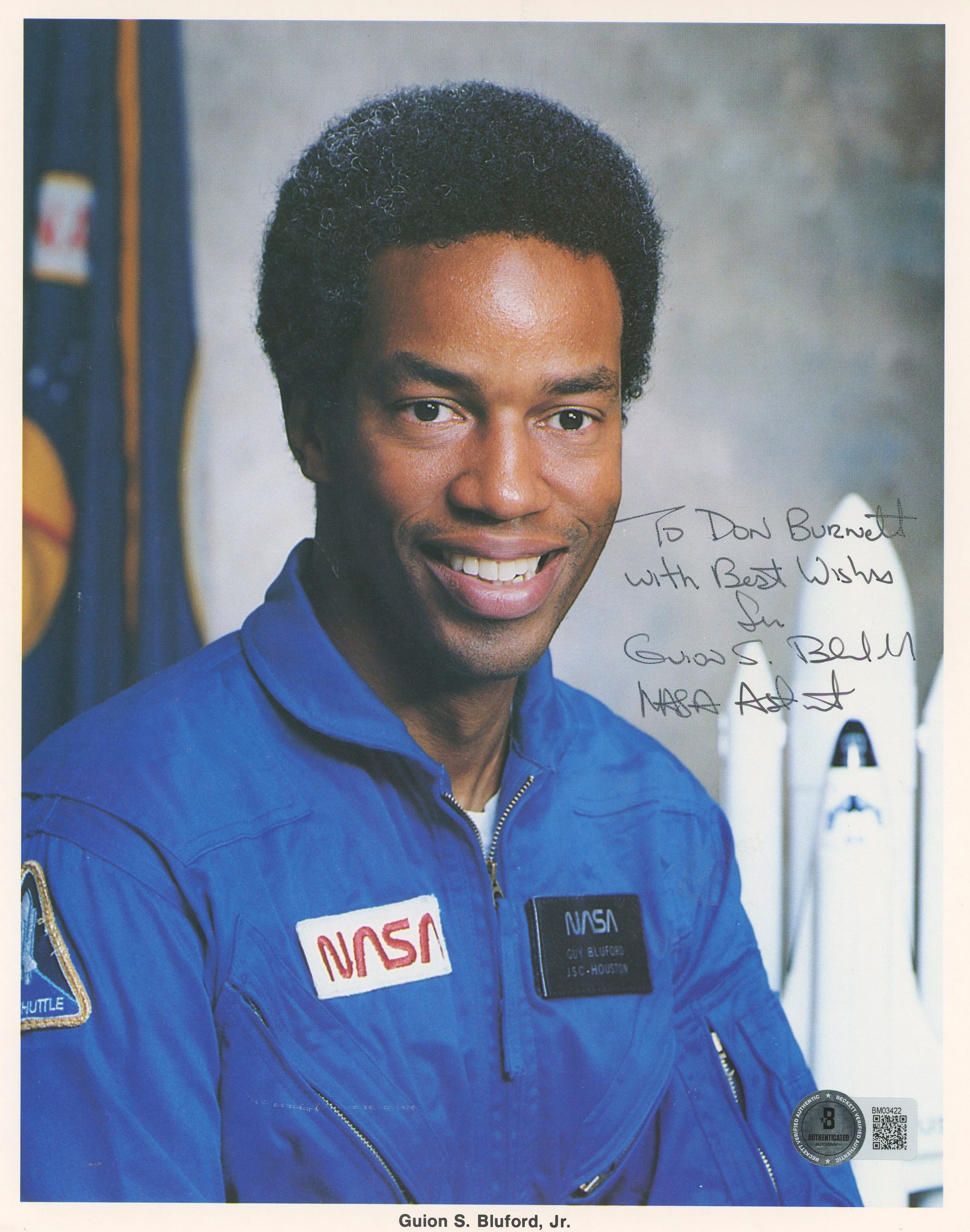 Guion Bluford NASA Astronaut "Best Wishes" Signed 8x10 Photo BAS #BM03422 - Image 2