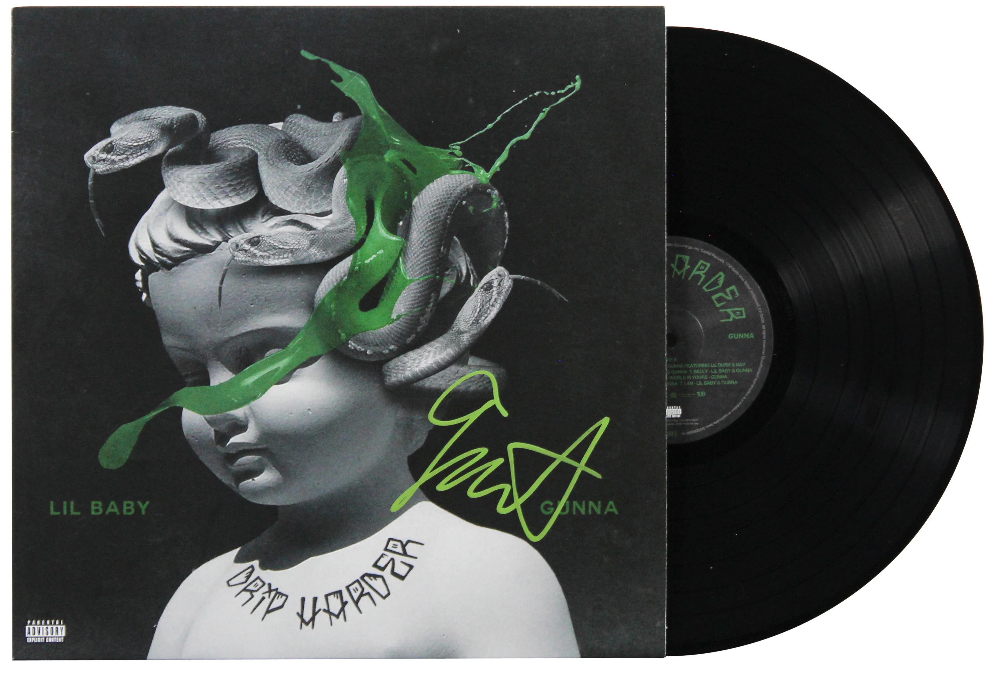 Gunna Authentic Signed Drip Harder Album Cover W/ Vinyl Autographed BAS #BN06557