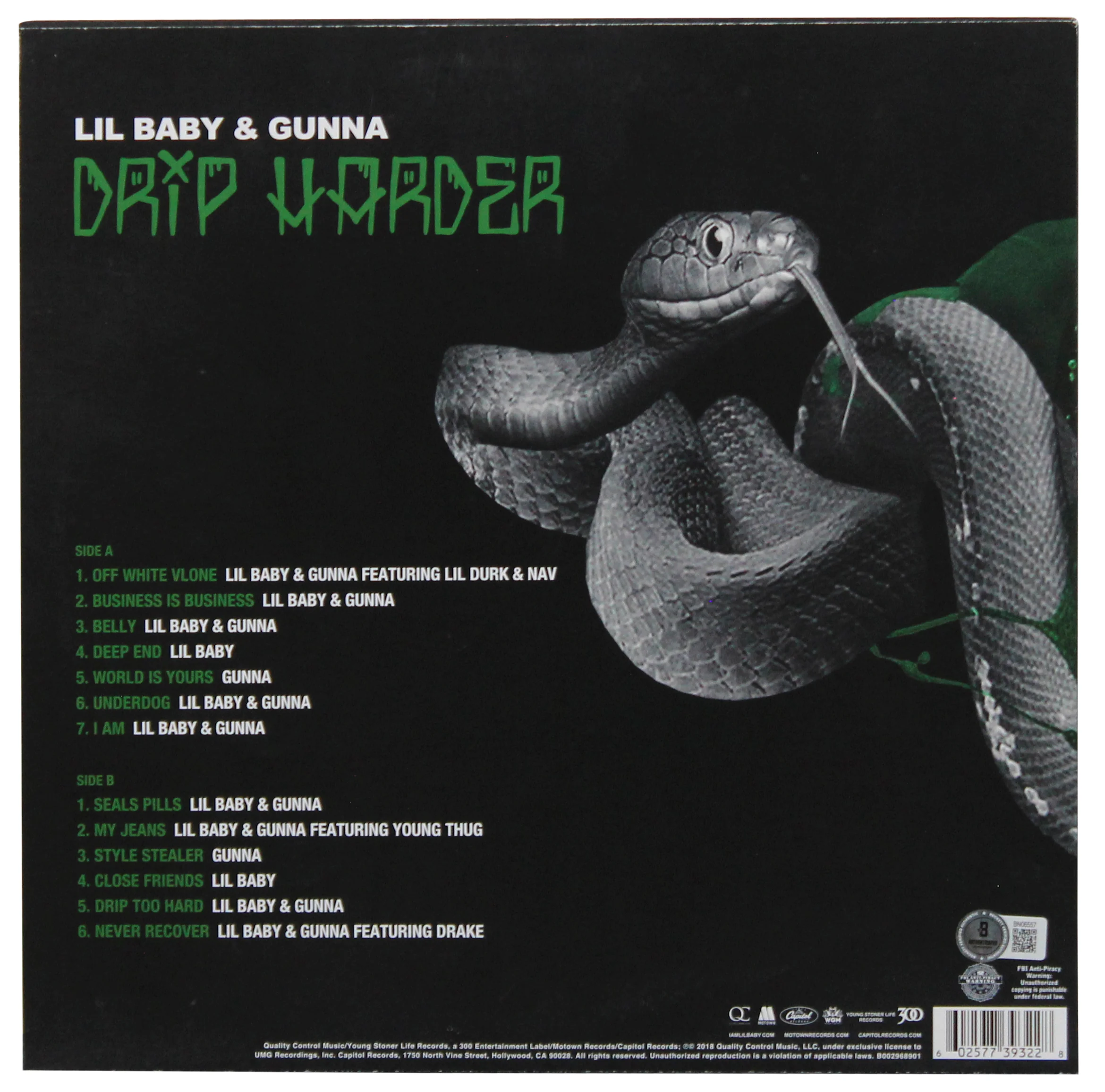 Gunna Authentic Signed Drip Harder Album Cover W/ Vinyl Autographed BAS #BN06557 - Image 5