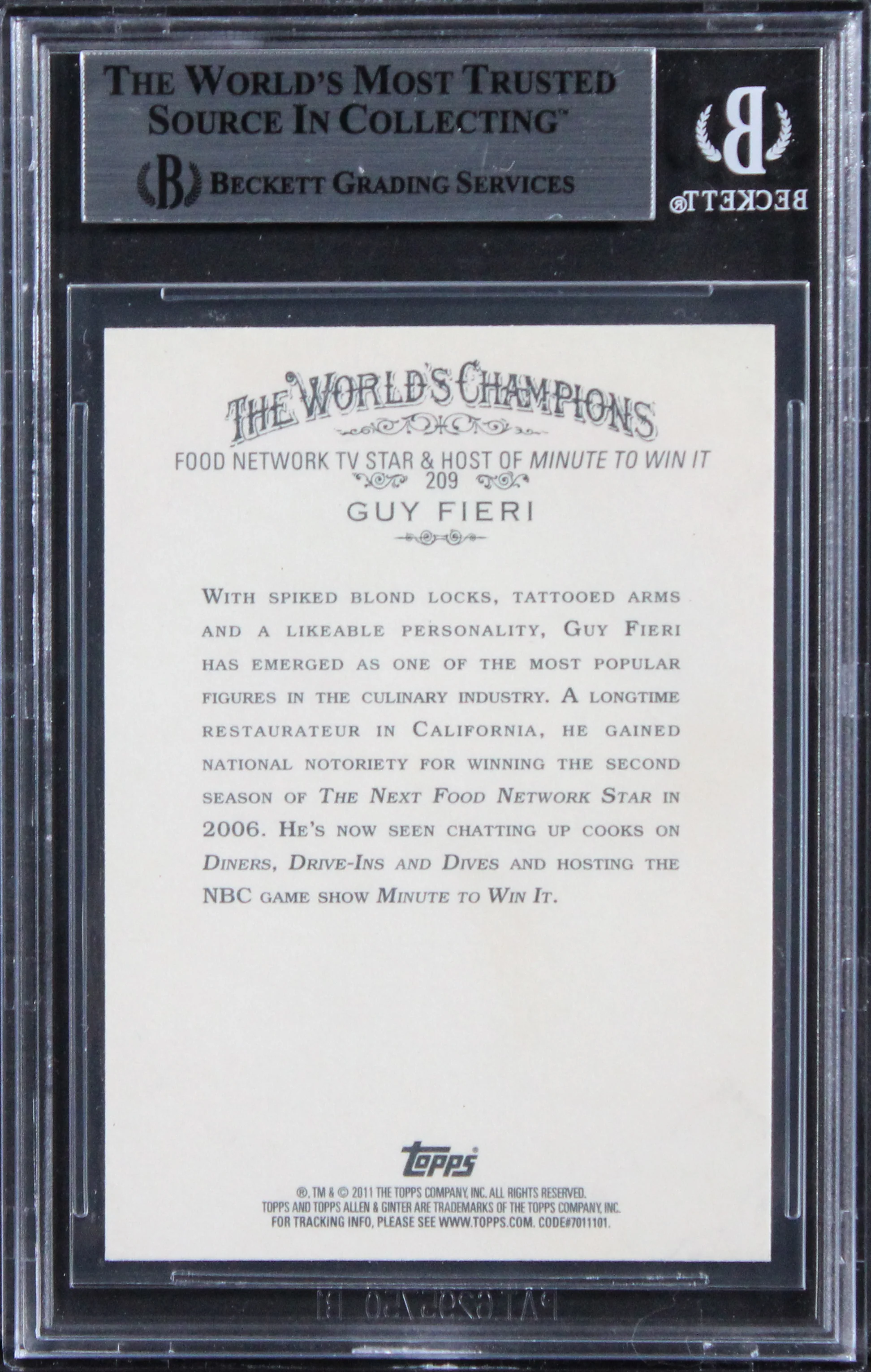 Guy Fieri Signed 2011 Topps Allen & Ginter #209 Card Auto Grade 10! BAS Slabbed - Image 3