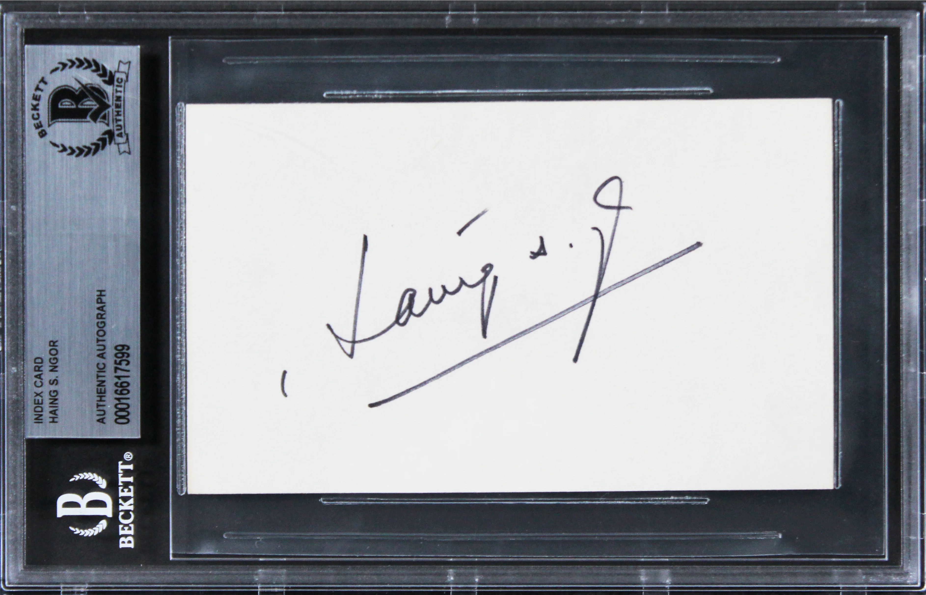 Haing S. Ngor The Killing Fields Authentic Signed 3x5 Index Card BAS Slabbed - Image 2