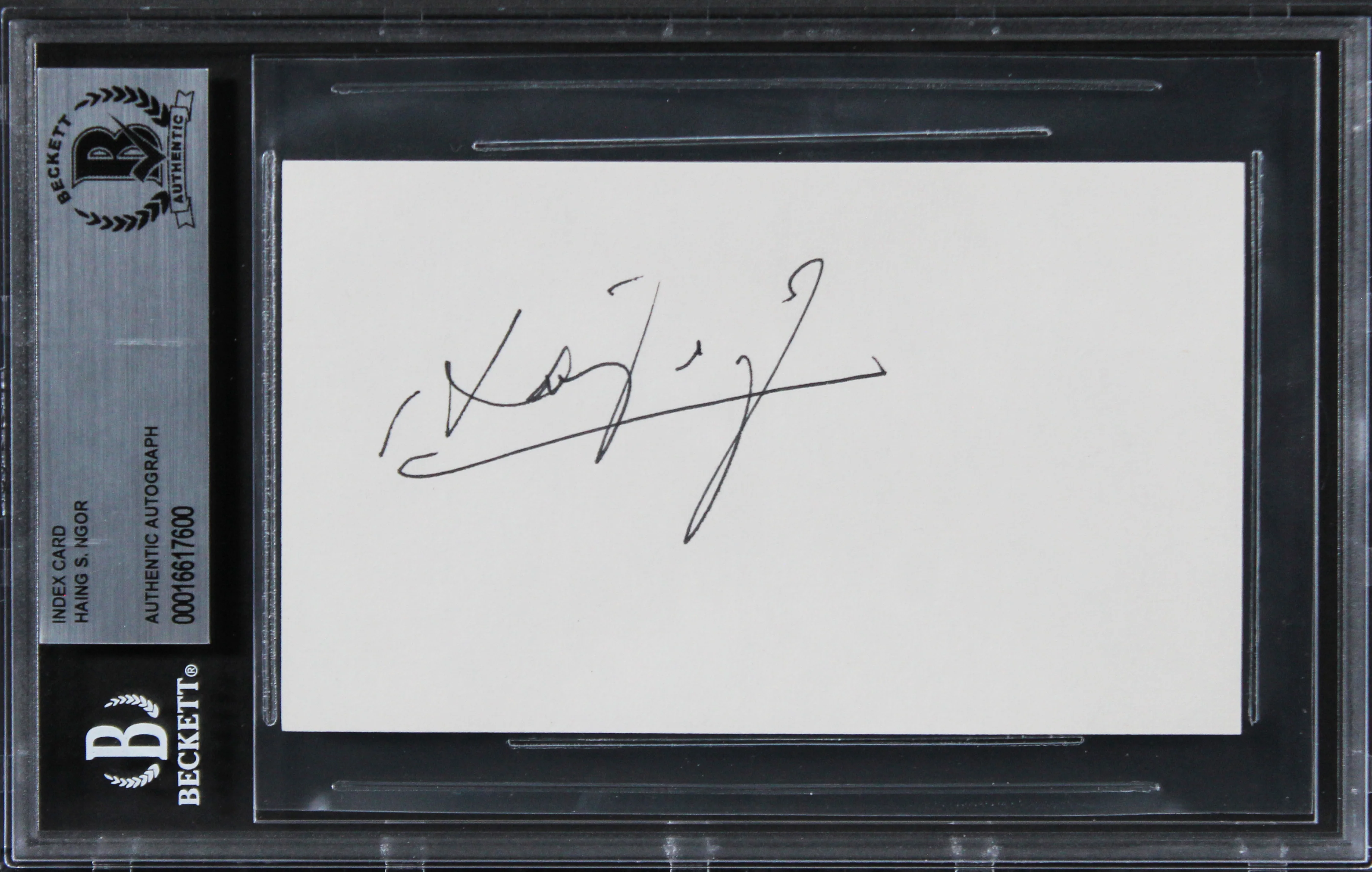 Haing S. Ngor The Killing Fields Authentic Signed 3x5 Index Card BAS Slabbed - Image 2