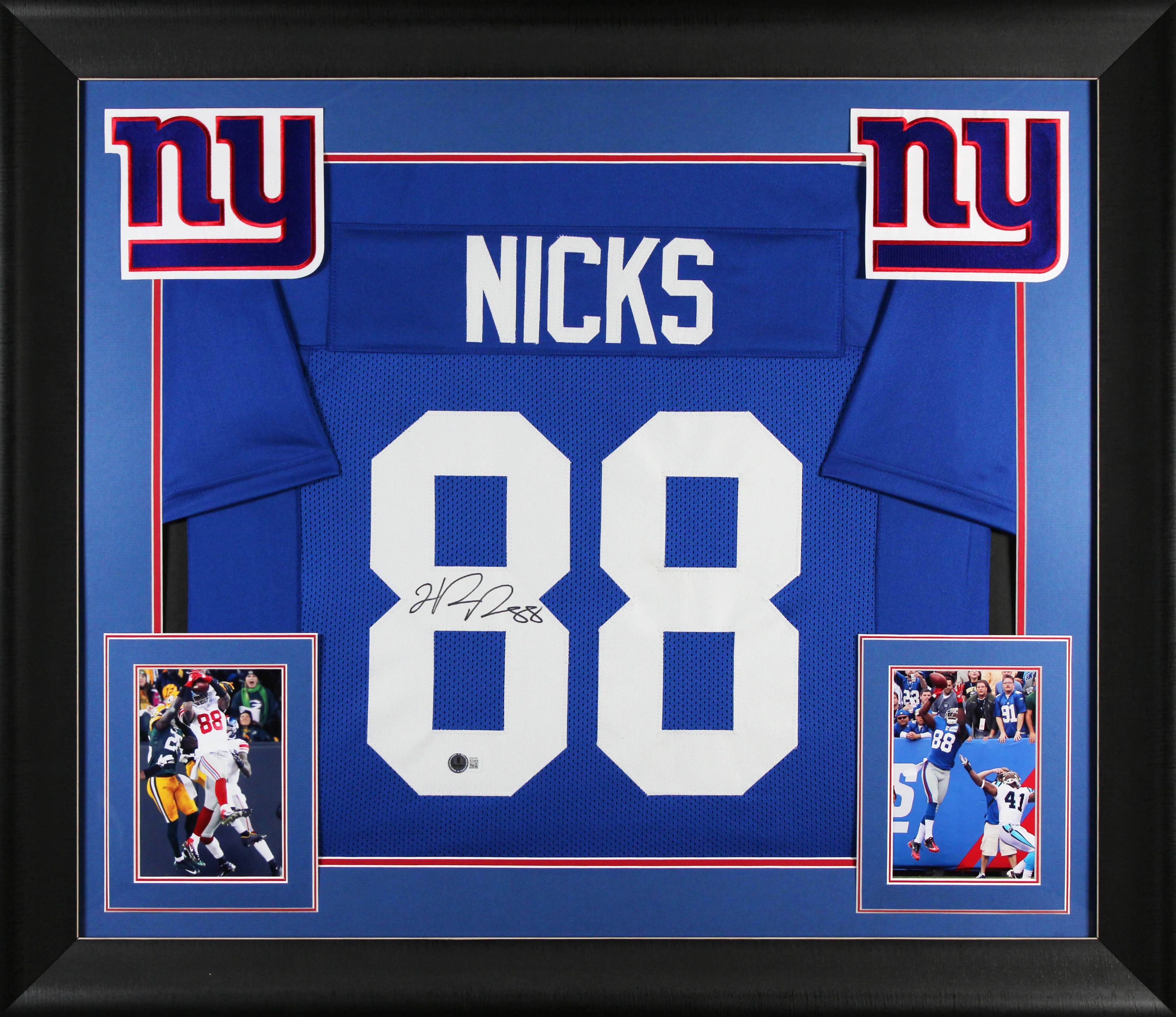 Hakeem Nicks Authentic Signed Blue Pro Style Framed Jersey Autographed BAS - Image 2