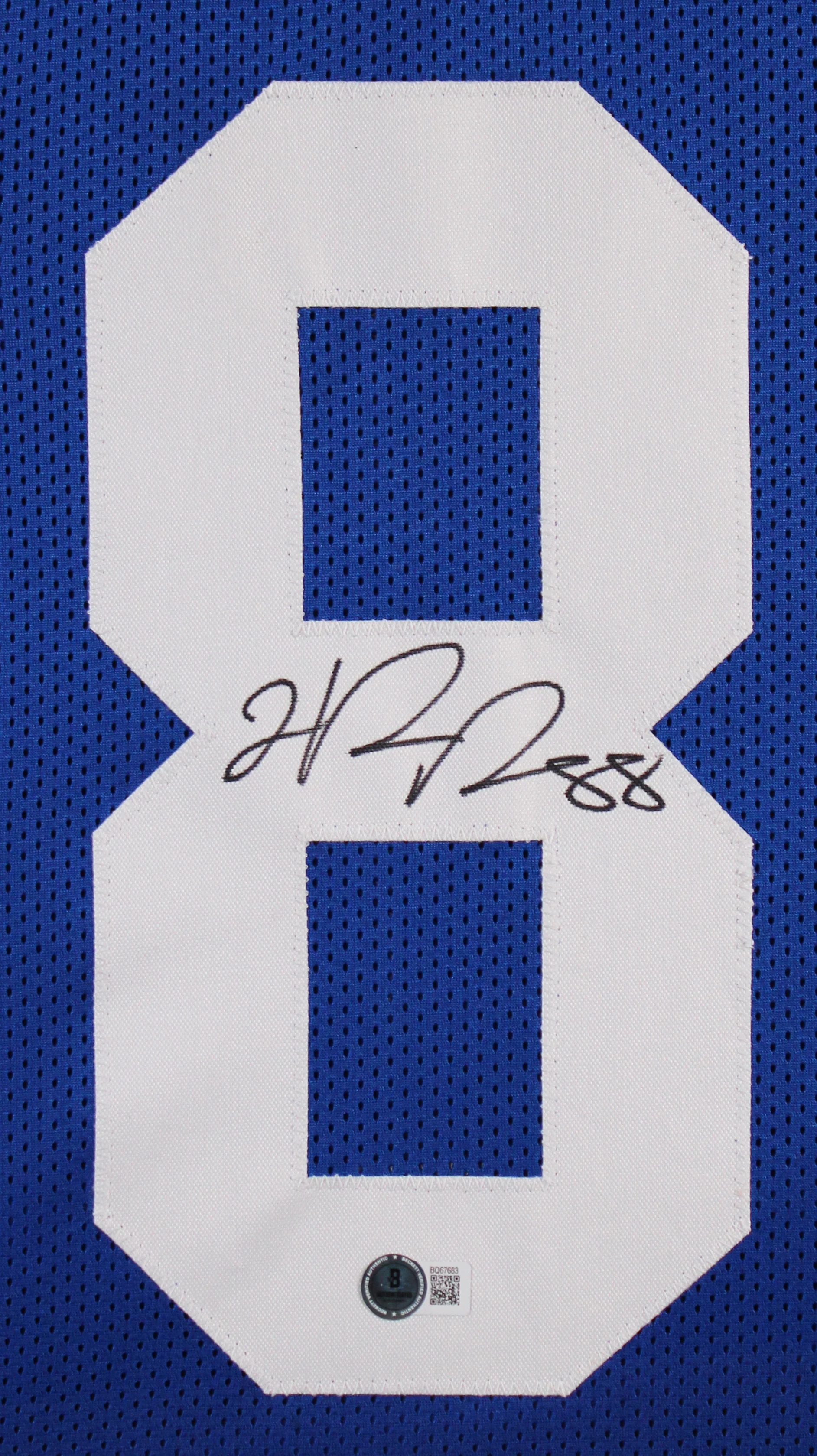 Hakeem Nicks Authentic Signed Blue Pro Style Framed Jersey Autographed BAS - Image 3