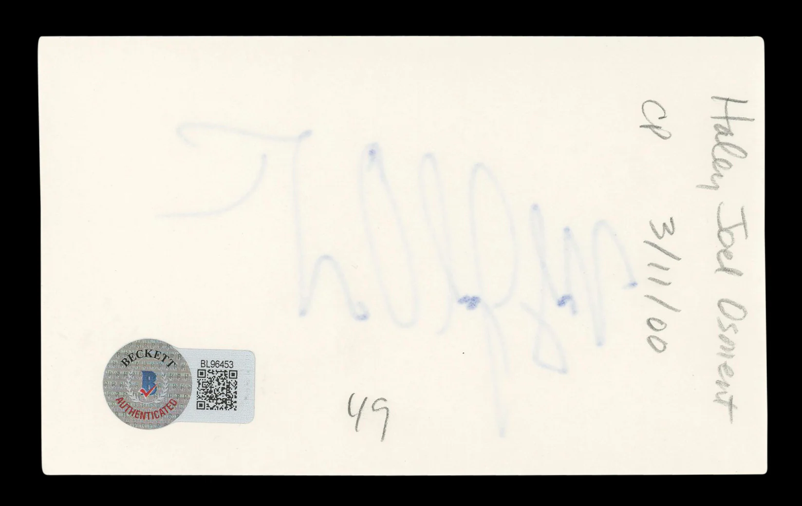 Haley Joel Osment The Sixth Sense Authentic Signed 3x5 Index Card BAS #BL96453 - Image 3