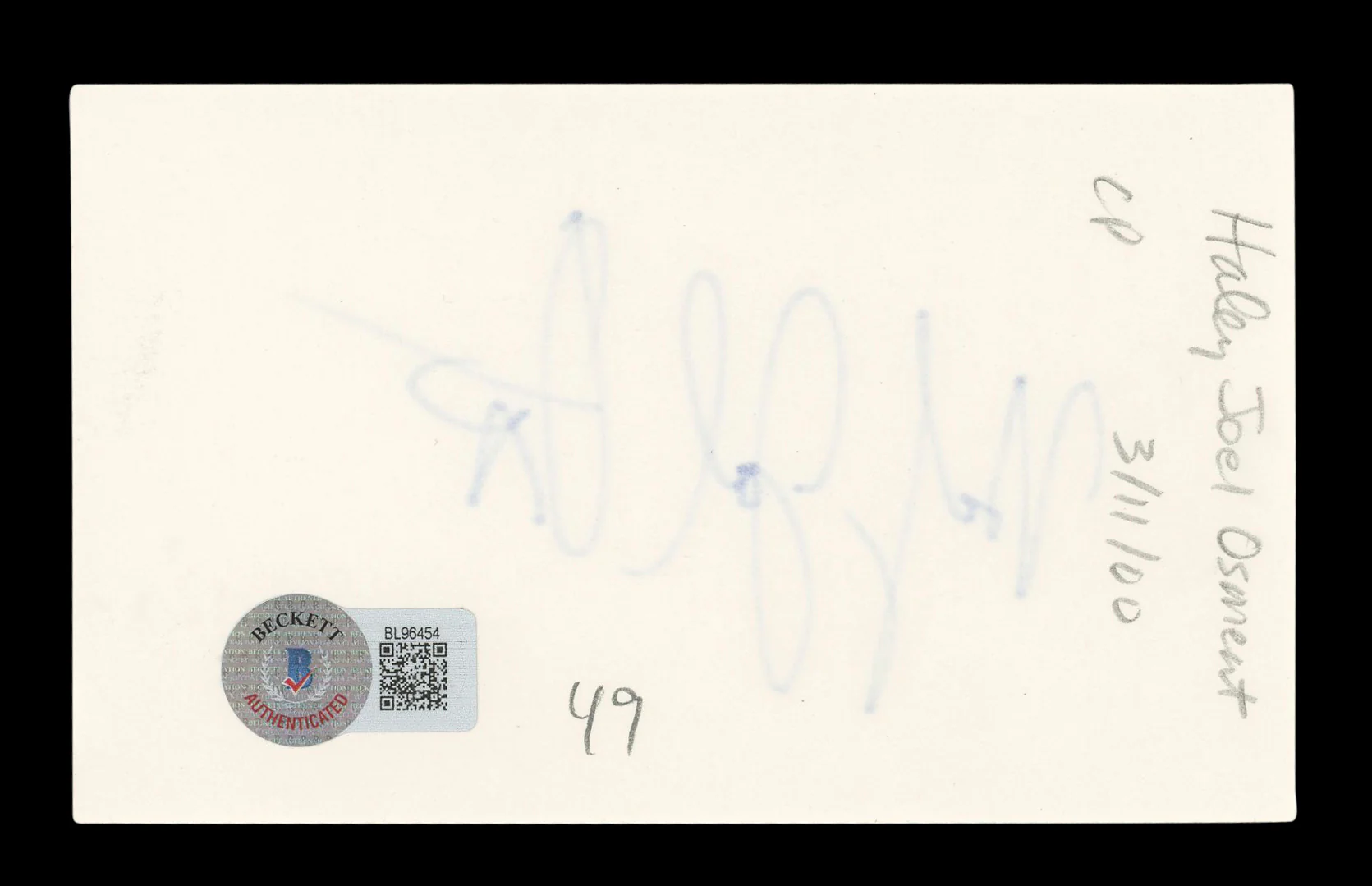 Haley Joel Osment The Sixth Sense Authentic Signed 3x5 Index Card BAS #BL96454 - Image 3