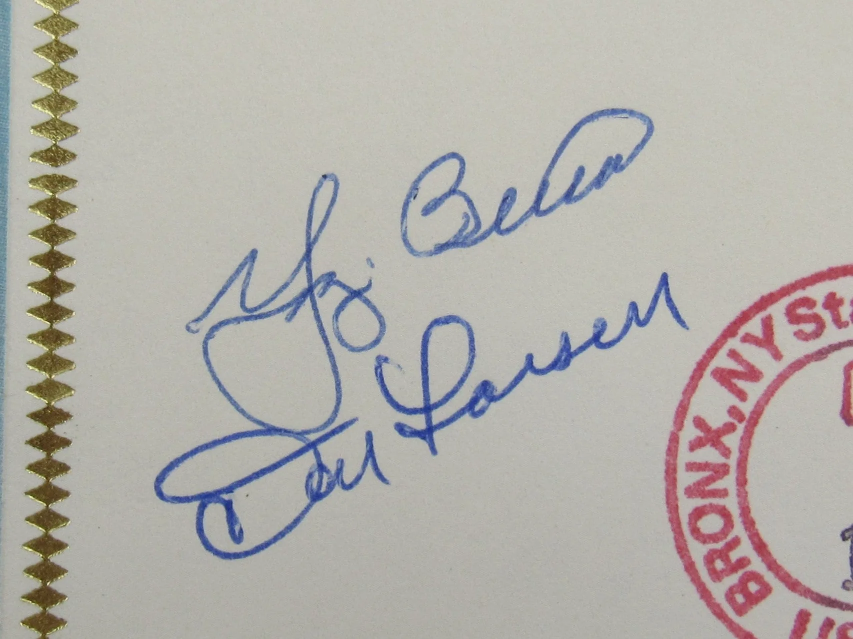 Yogi Berra Don Larsen Signed Auto Envelope JSA CM07355 - Image 2