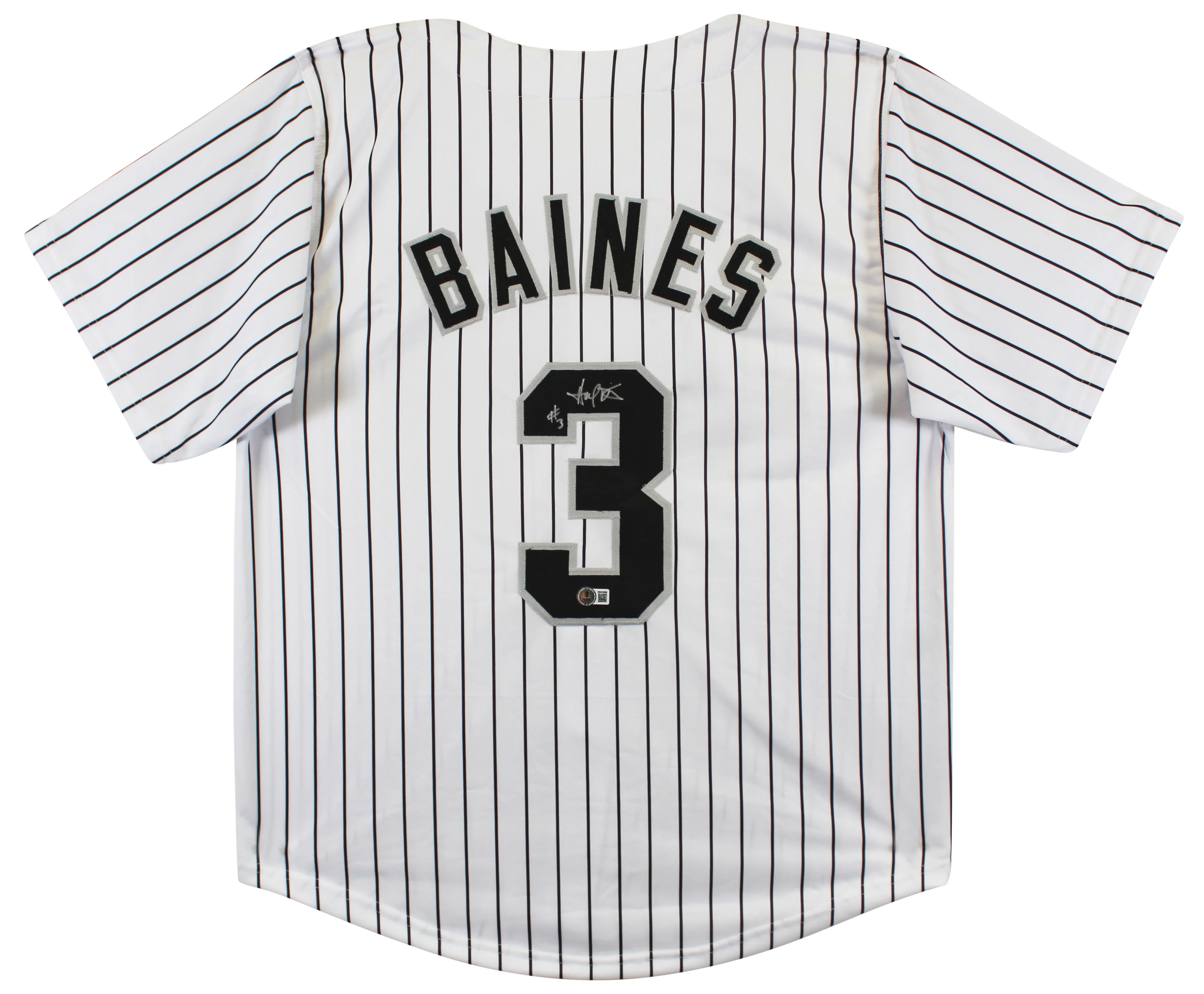 Harold Baines Authentic Signed White Pro Style Jersey Autographed BAS Witnessed