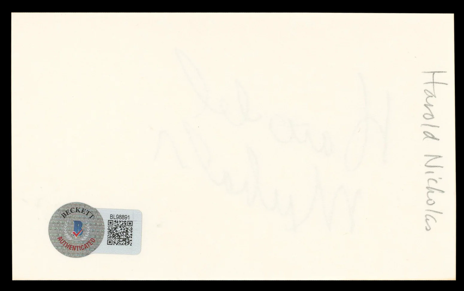 Harold Nicholas Down Argentine Way Authentic Signed 3x5 Index Card BAS #BL98891 - Image 3