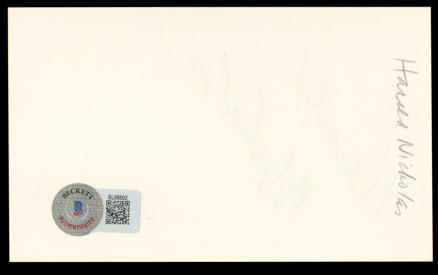 Harold Nicholas Down Argentine Way Authentic Signed 3x5 Index Card BAS #BL98892 - Image 3