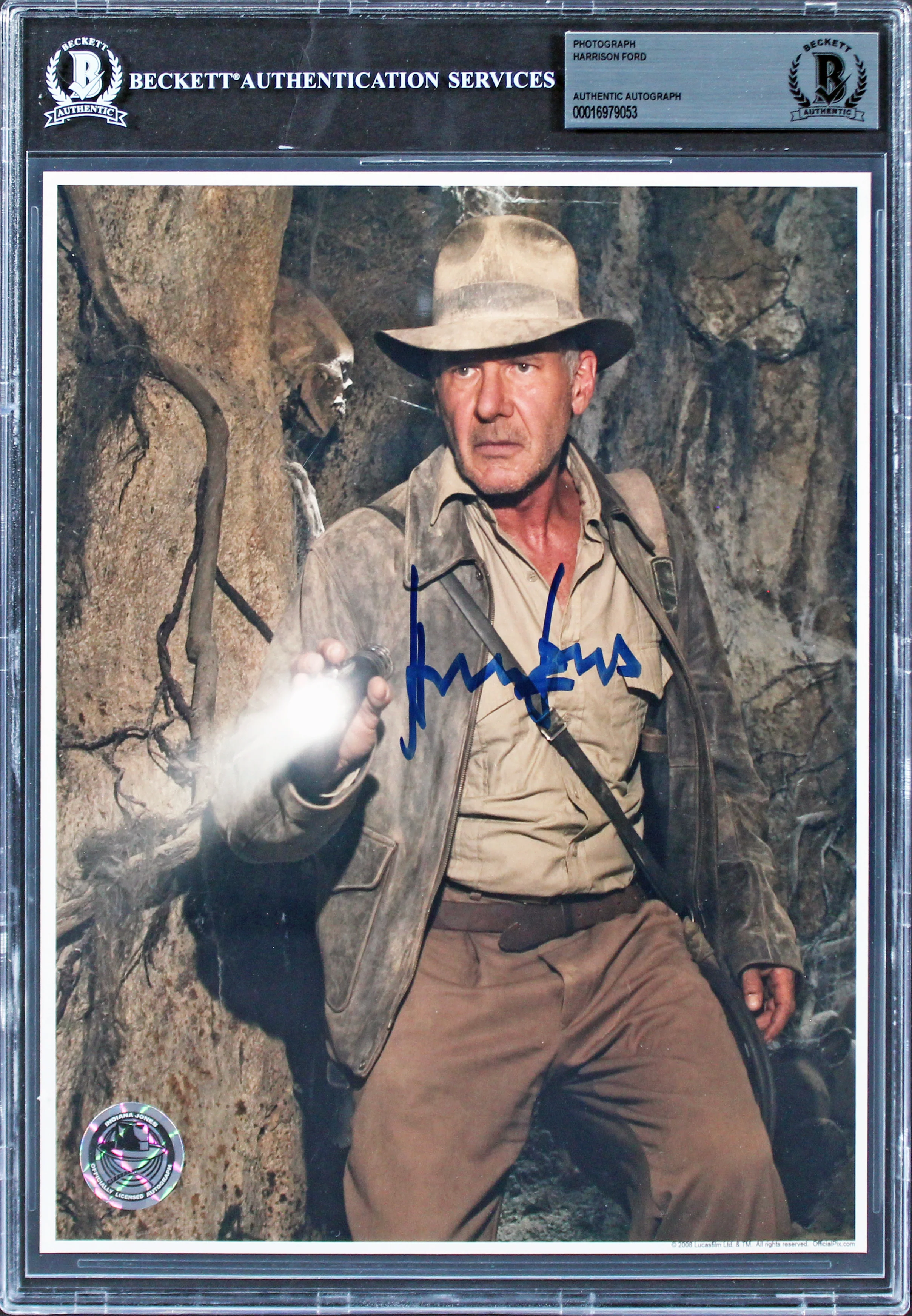 Harrison Ford Indiana Jones Raiders of the Lost Ark Signed 8x10 Photo BAS Slab - Image 2