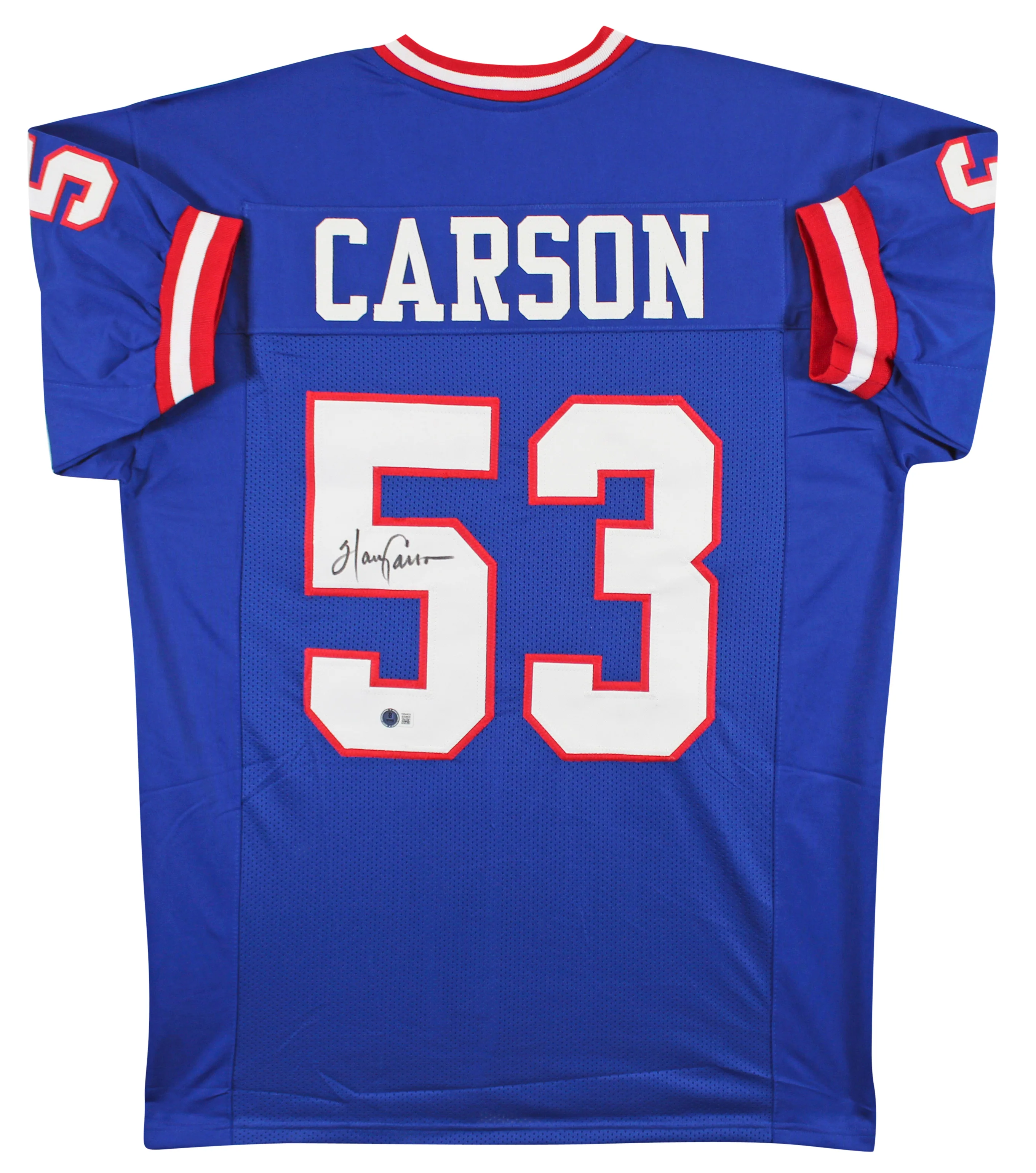 Harry Carson Authentic Signed Blue Pro Style Jersey Autographed BAS Witnessed - Image 2