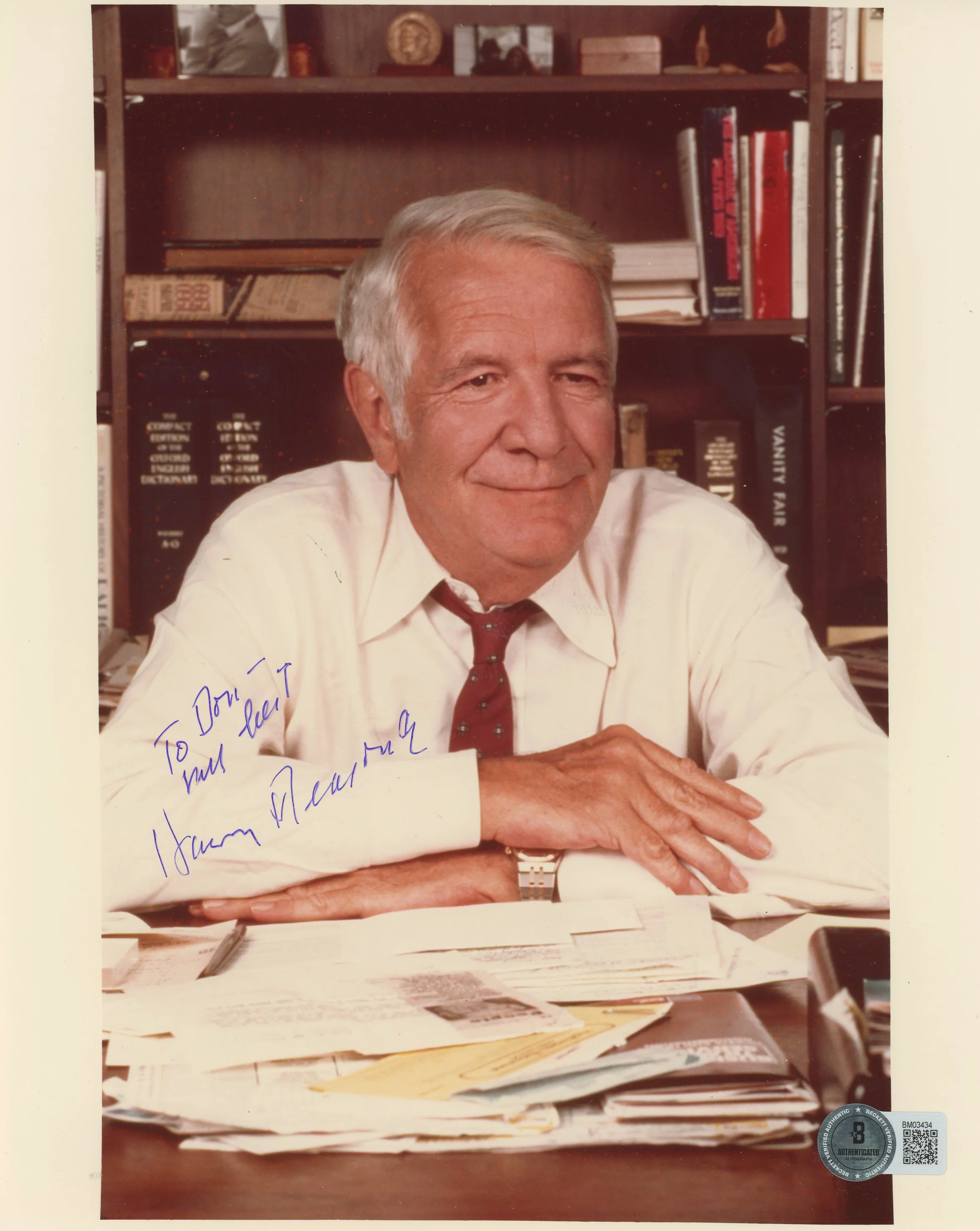 Harry Reasoner 60 Minutes "My Best" Authentic Signed 8x10 Photo BAS #BM03434