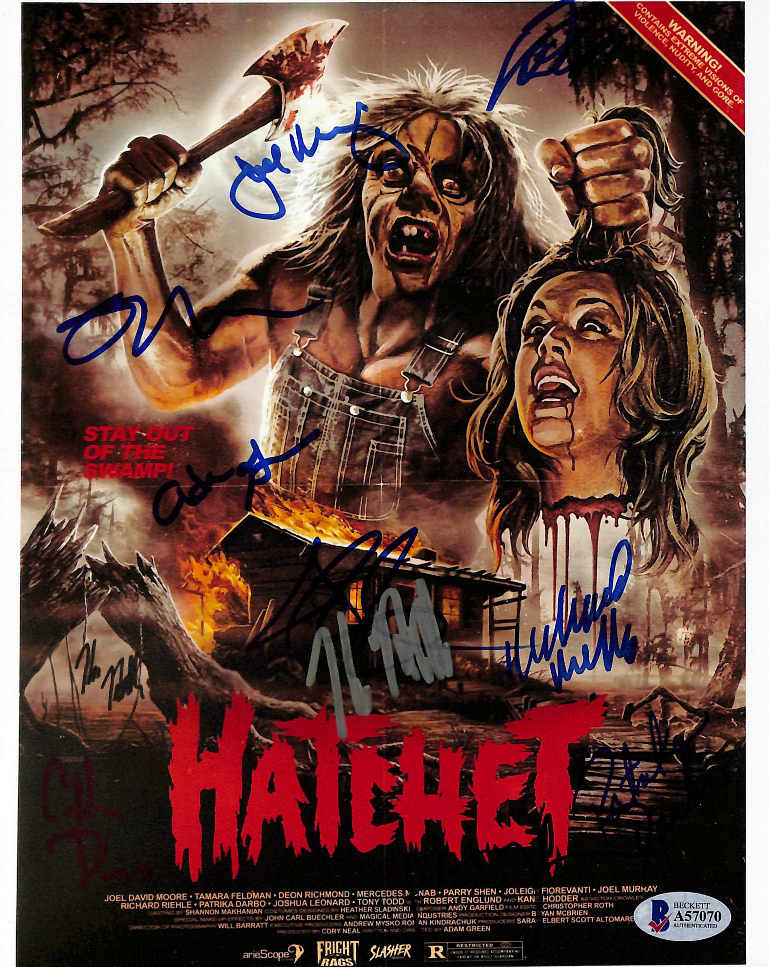 Hatchet (10) Kane Hodder, Green, Dunn, Shen +6 Signed 8x10 Photo BAS #A57070 - Image 2