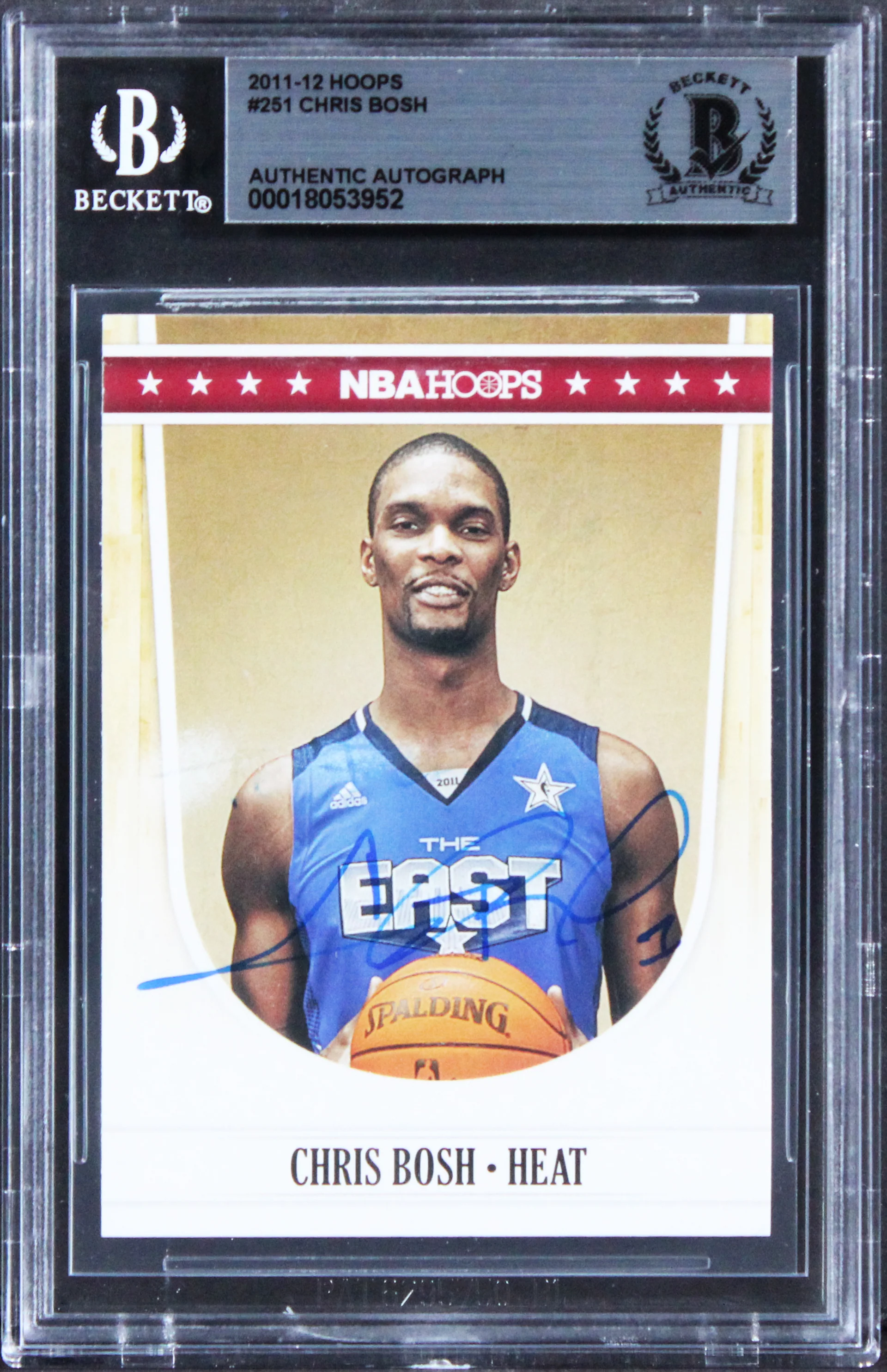 Heat Chris Bosh Authentic Signed 2011 Hoops #251 Card Autographed BAS Slabbed - Image 2
