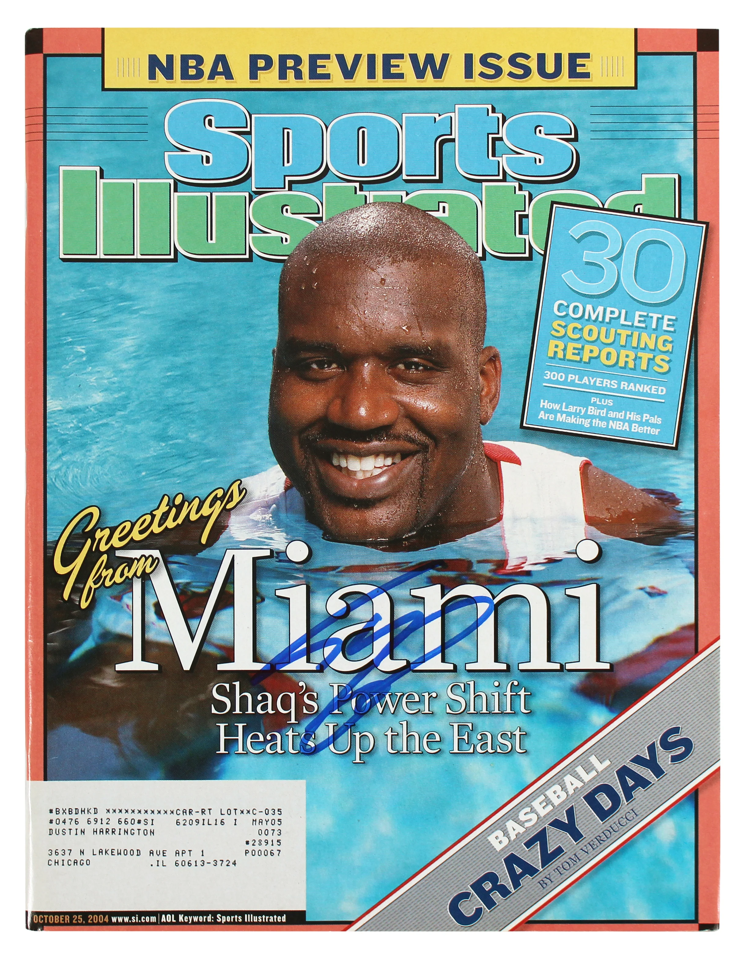 Heat Shaquille O'Neal Signed 2004 Sports Illustrated Magazine BAS Wit #WX21556 - Image 2
