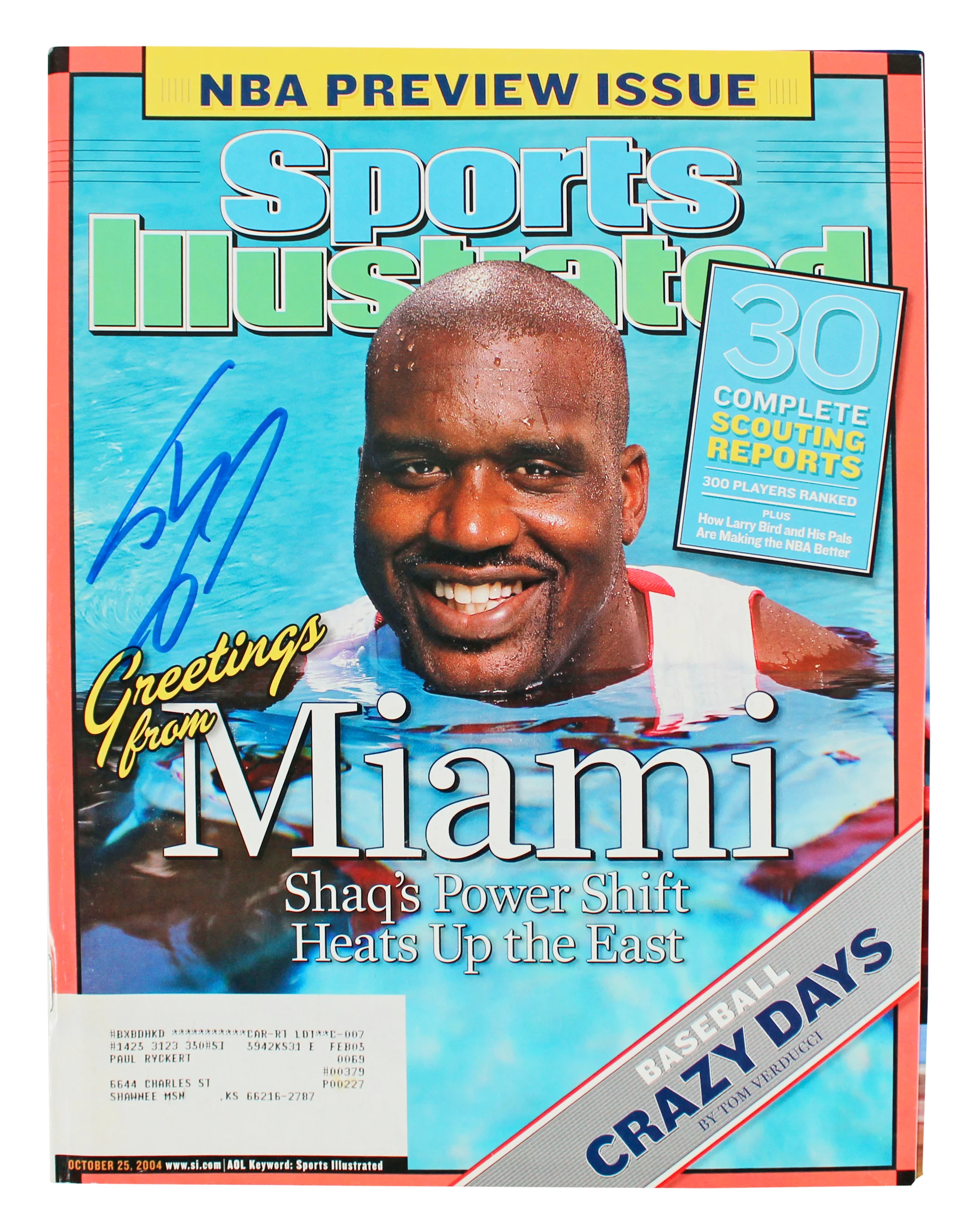 Heat Shaquille O'Neal Signed 2004 Sports Illustrated Magazine BAS Witnessed - Image 2