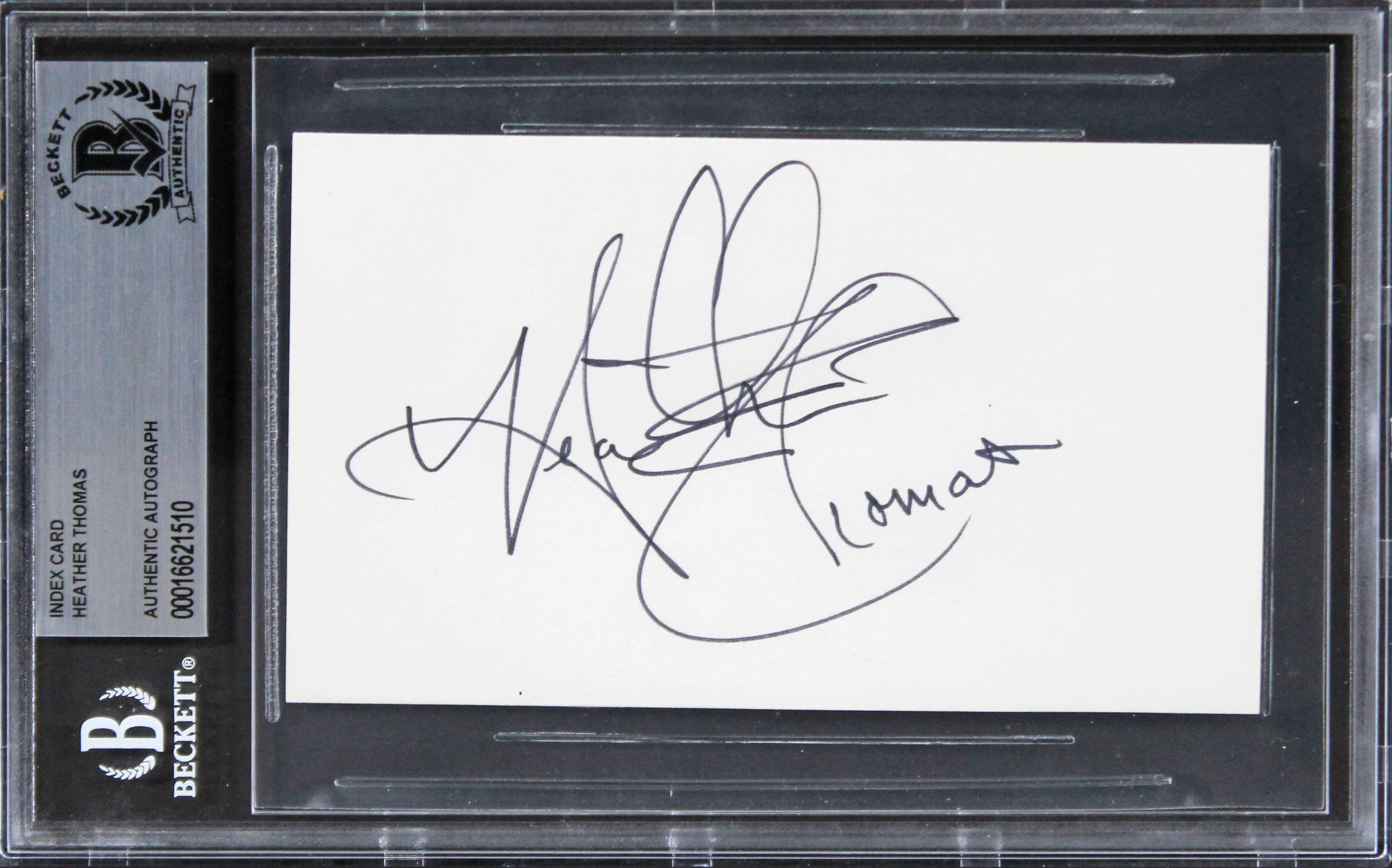Heather Thomas Zapped! Authentic Signed 3x5 Index Card Autographed BAS Slabbed - Image 2