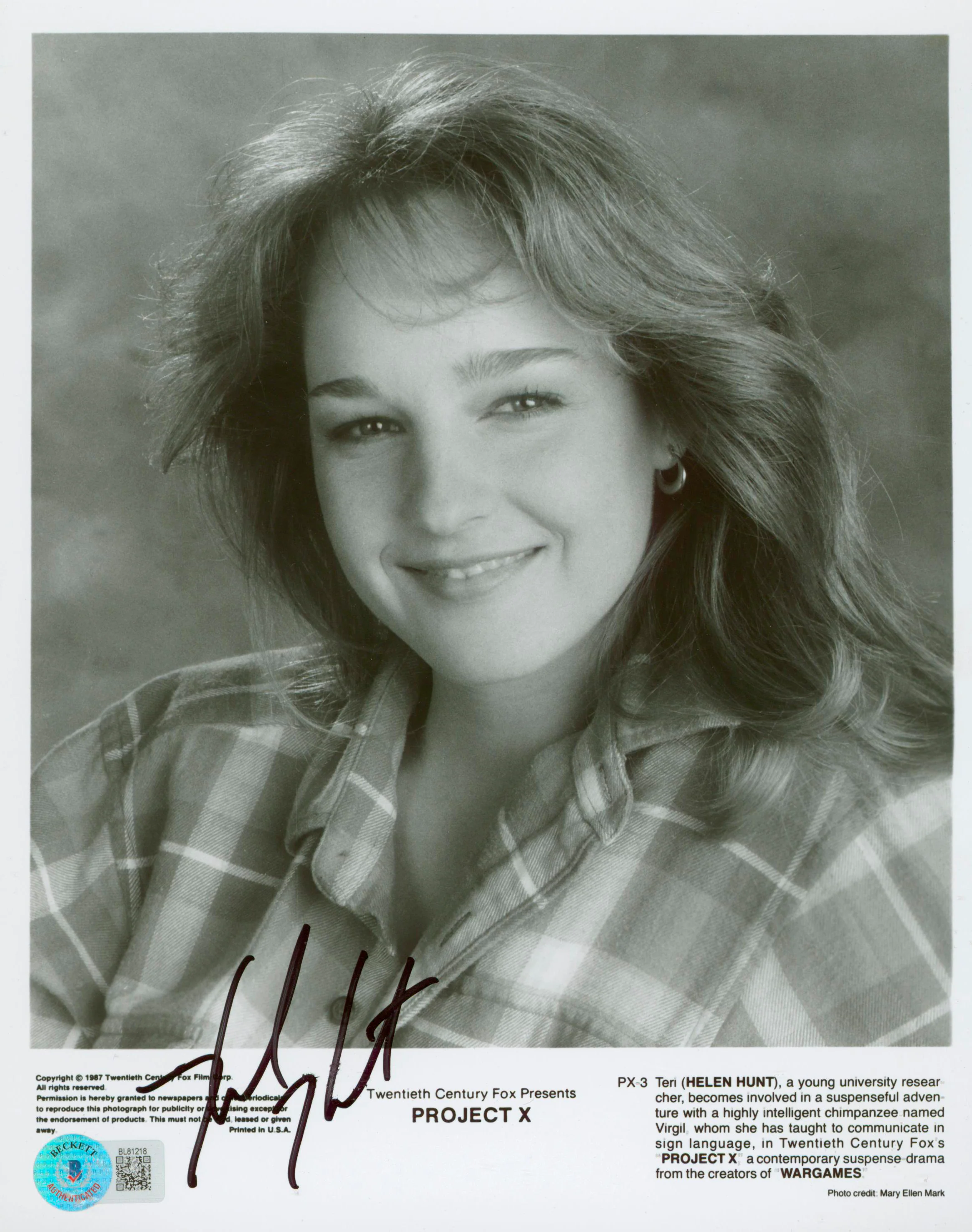 Helen Hunt Project X Authentic Signed 8x10 Photo Autographed BAS #BL81218 - Image 2