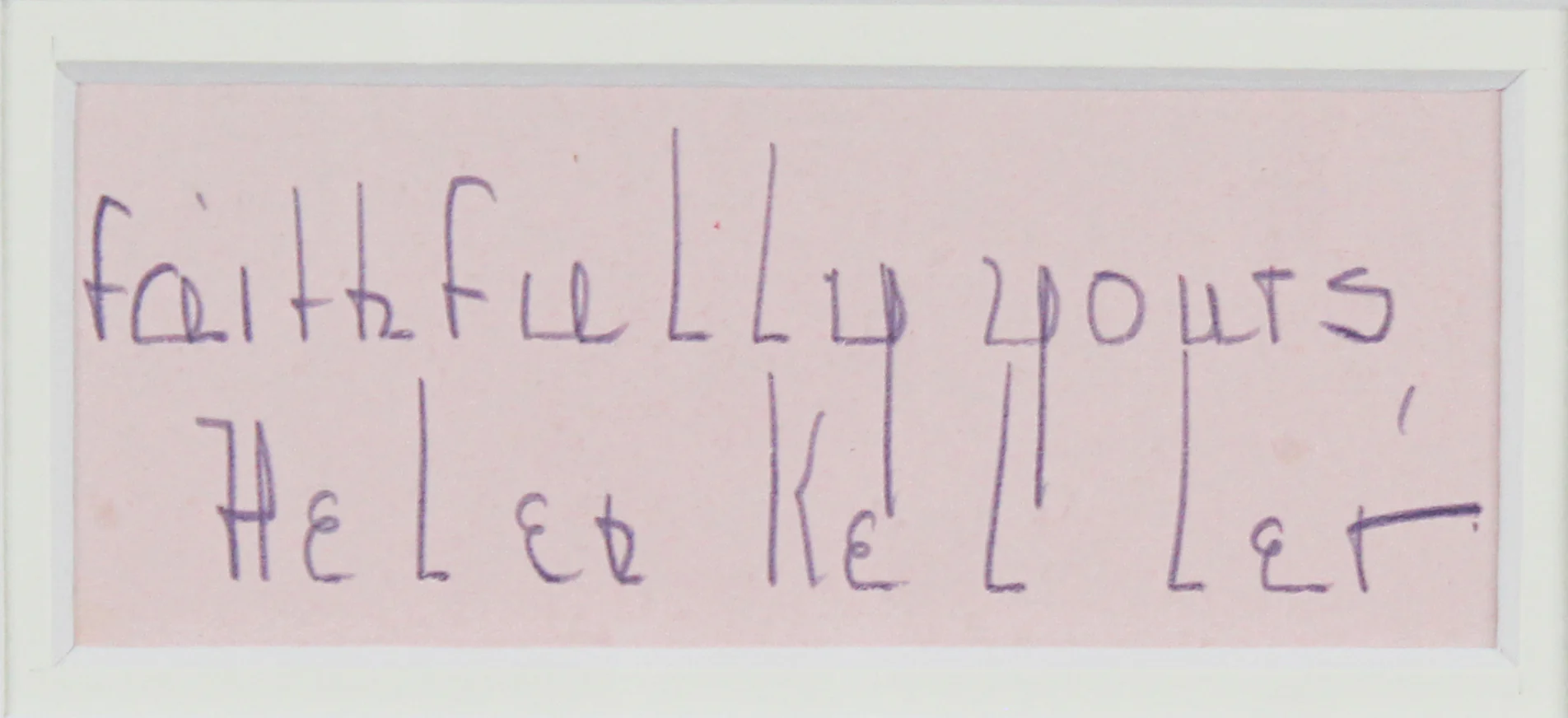 Helen Keller "Faithfully Yours" Signed & Framed 1.5x3.5 Cut BAS #AC26843 - Image 3