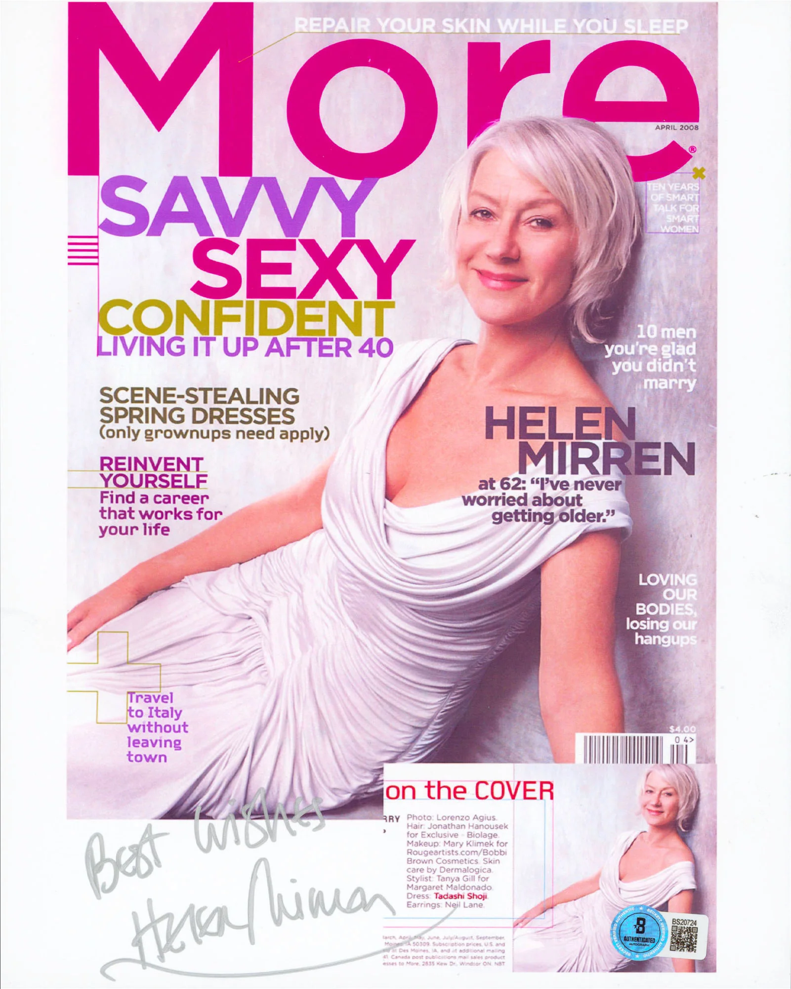 Helen Mirren Best Wishes Authentic Signed 8.5x11 Vertical Photo BAS #BS20724 - Image 2