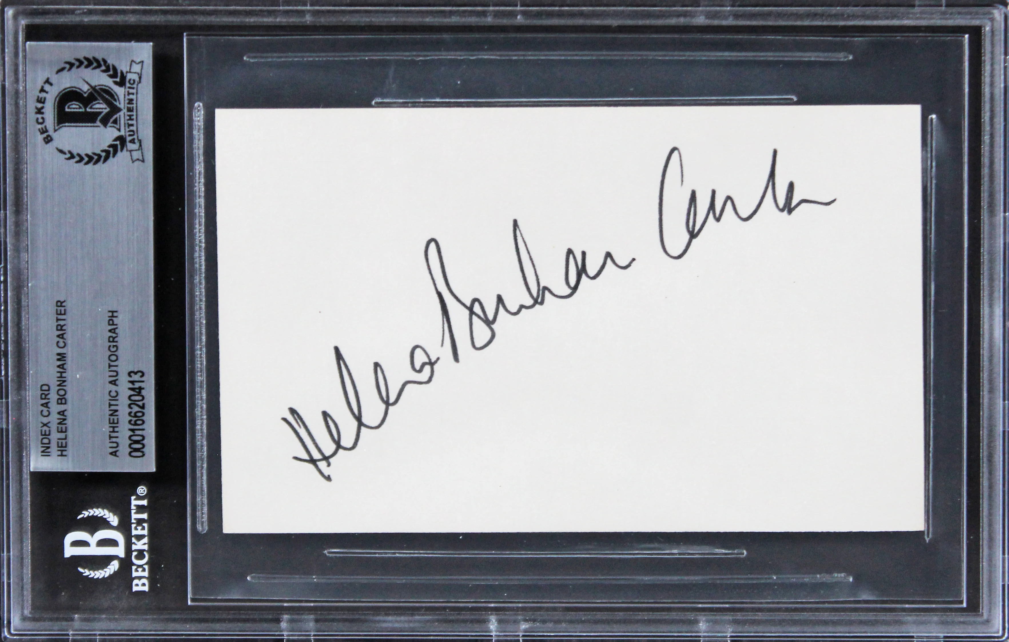 Helena Bonham Carter Sweeney Todd Authentic Signed 3x5 Index Card BAS Slabbed 1