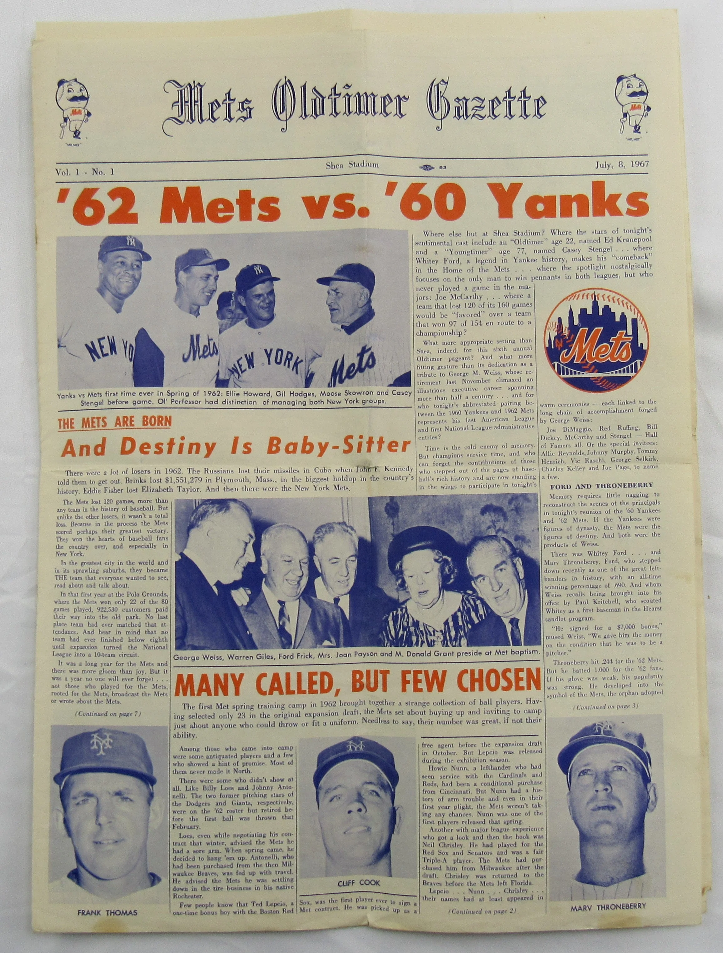 Joe DiMaggio Clay Carroll Signed Auto Mets Pamphlet - Image 4