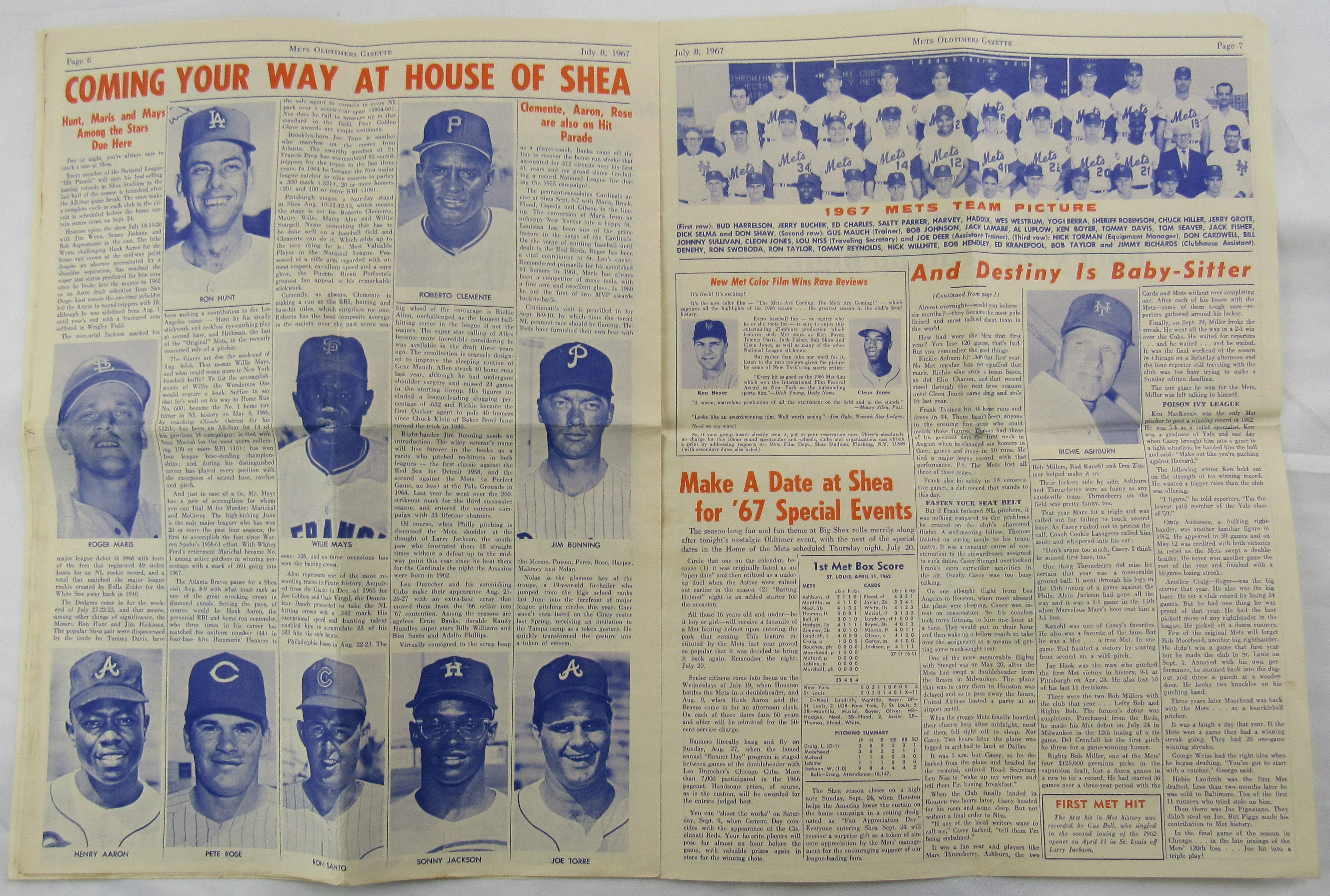 Joe DiMaggio Clay Carroll Signed Auto Mets Pamphlet - Image 7