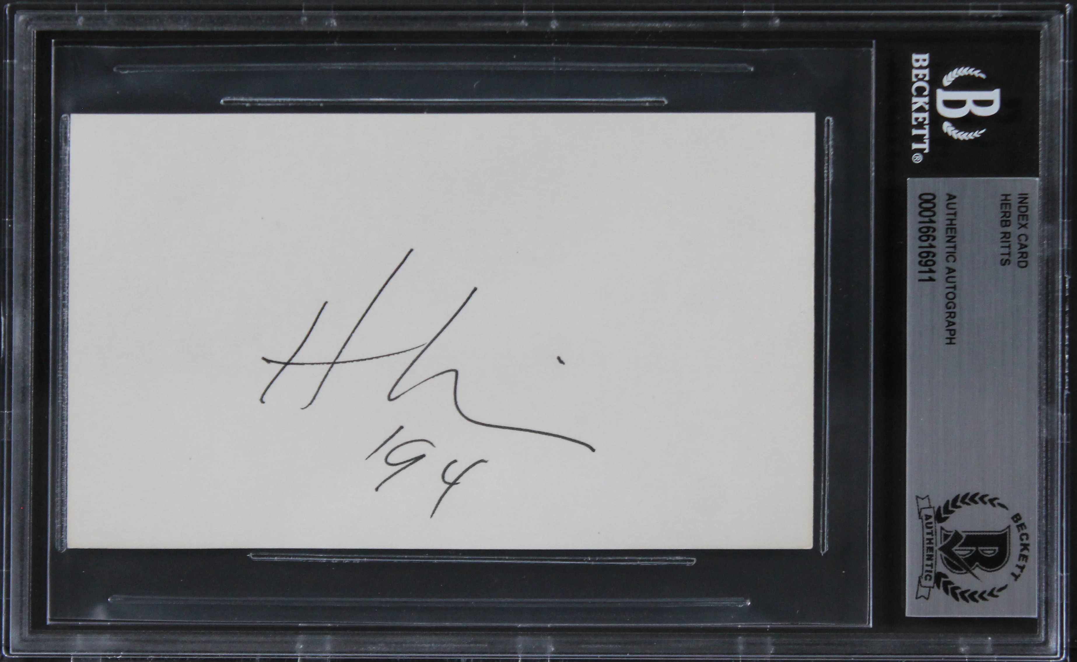 Herb Ritts "194" Authentic Signed 3x5 Index Card Autographed BAS Slabbed 2 - Image 2