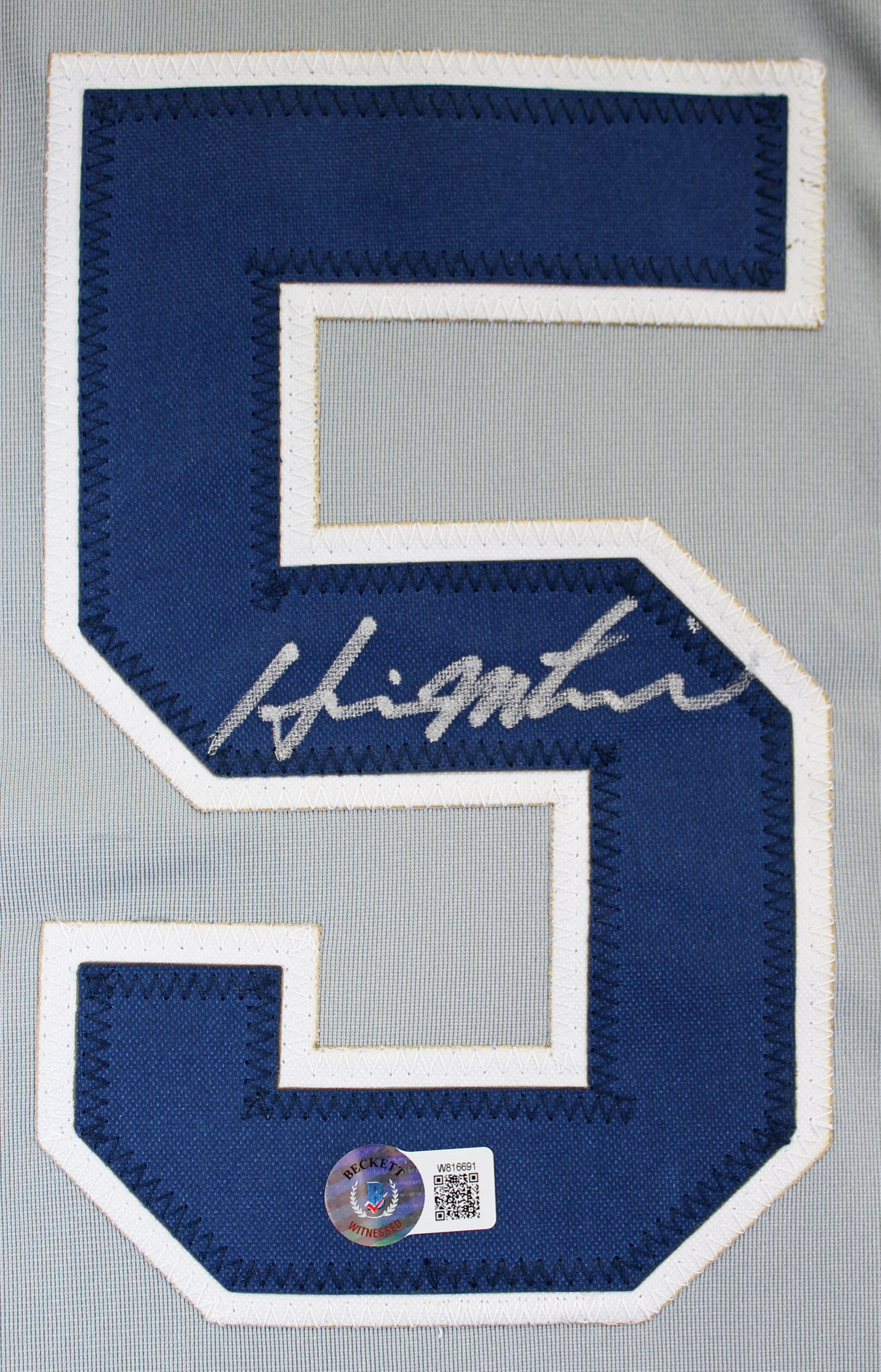 Hideki Matsui Authentic Signed Grey Pro Style Jersey Autographed BAS Witnessed - Image 3