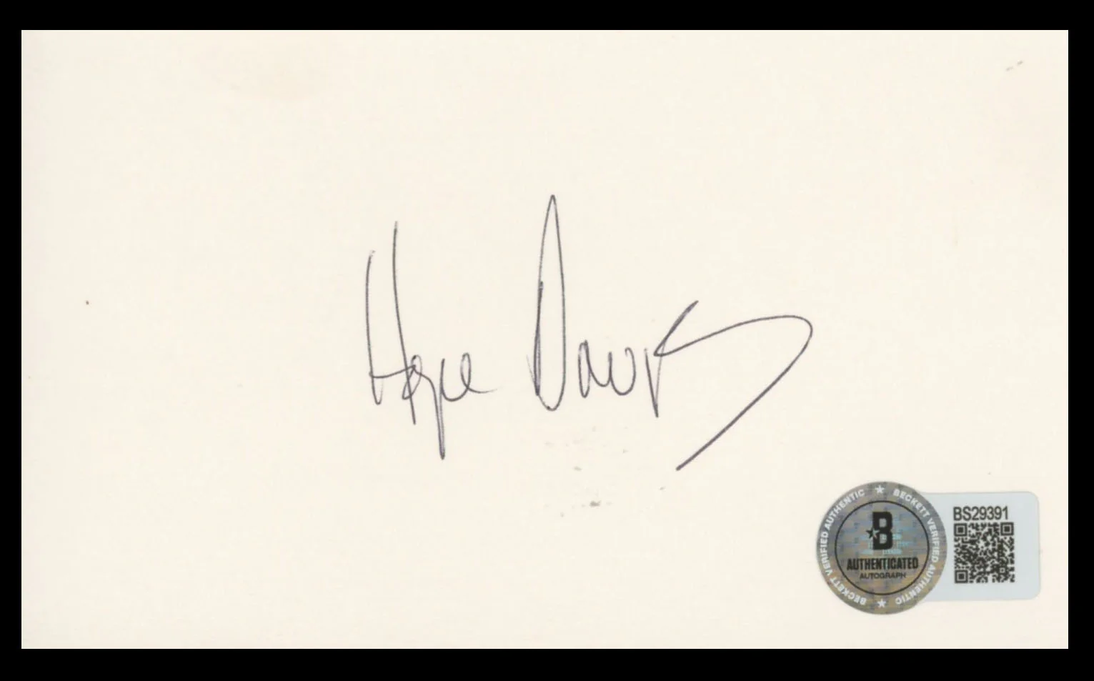 Hope Davis American Splendor Authentic Signed 3x5 Index Card BAS #BS29391