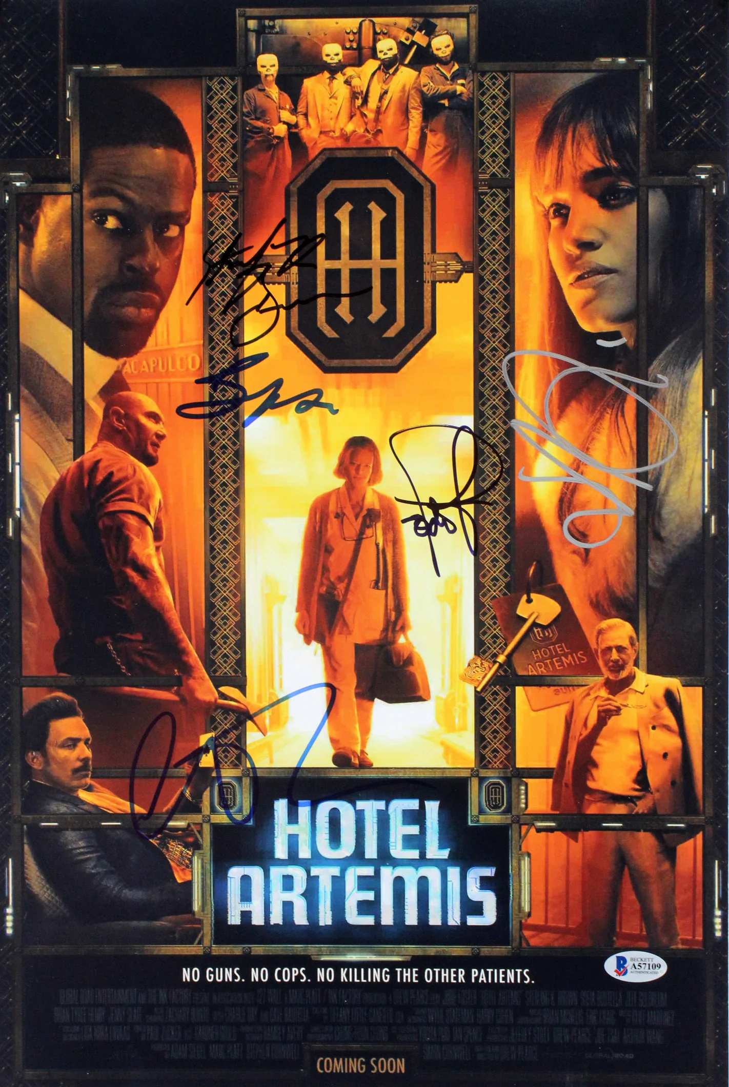 Hotel Artemis (5) Foster, Brown, Henry, Day +1 Signed 12x18 Photo BAS #A57109 - Image 2