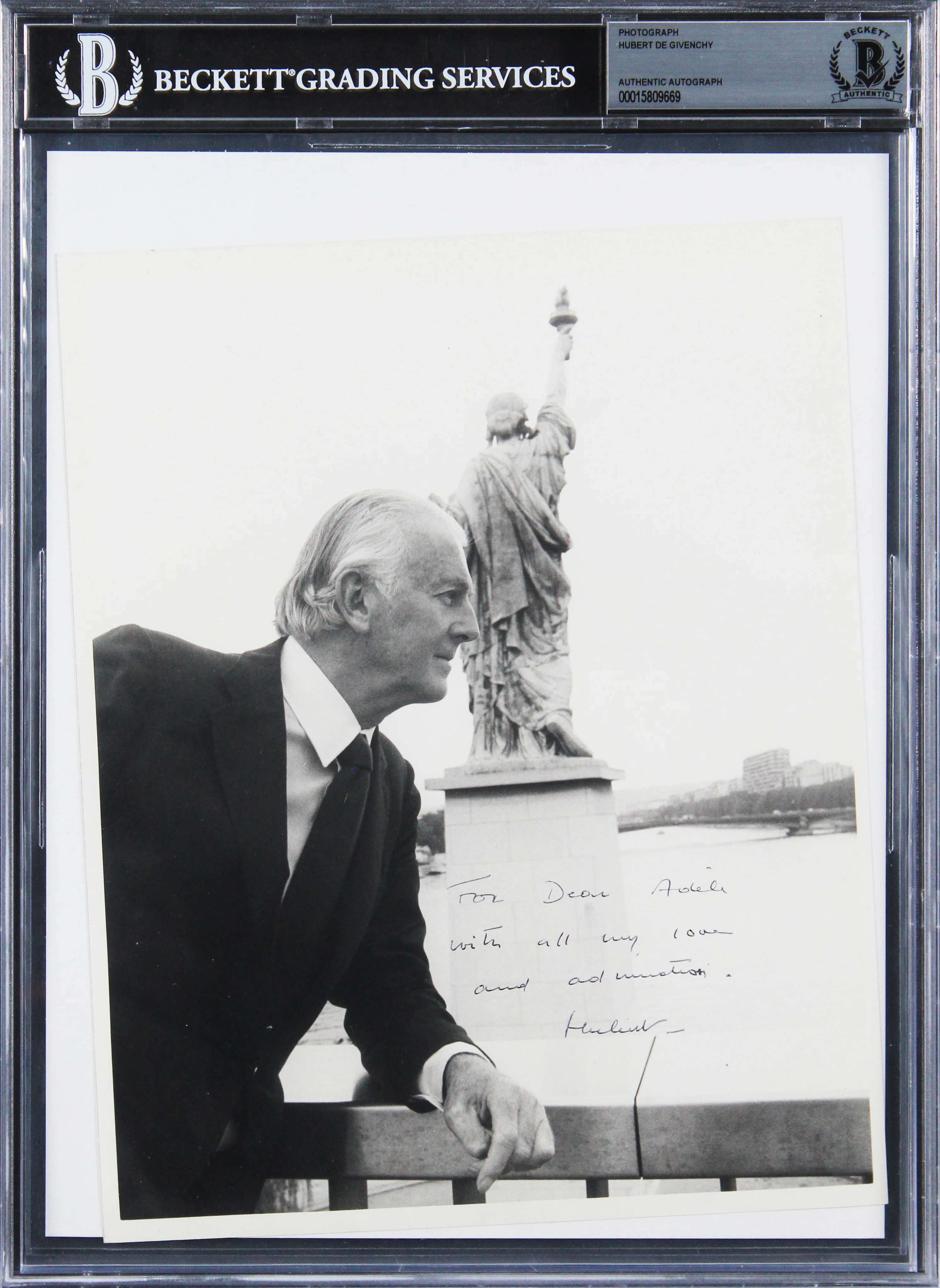 Hubert De Givenchy Authentic Signed 8x10 Black & White Photo BAS Slabbed - Image 2
