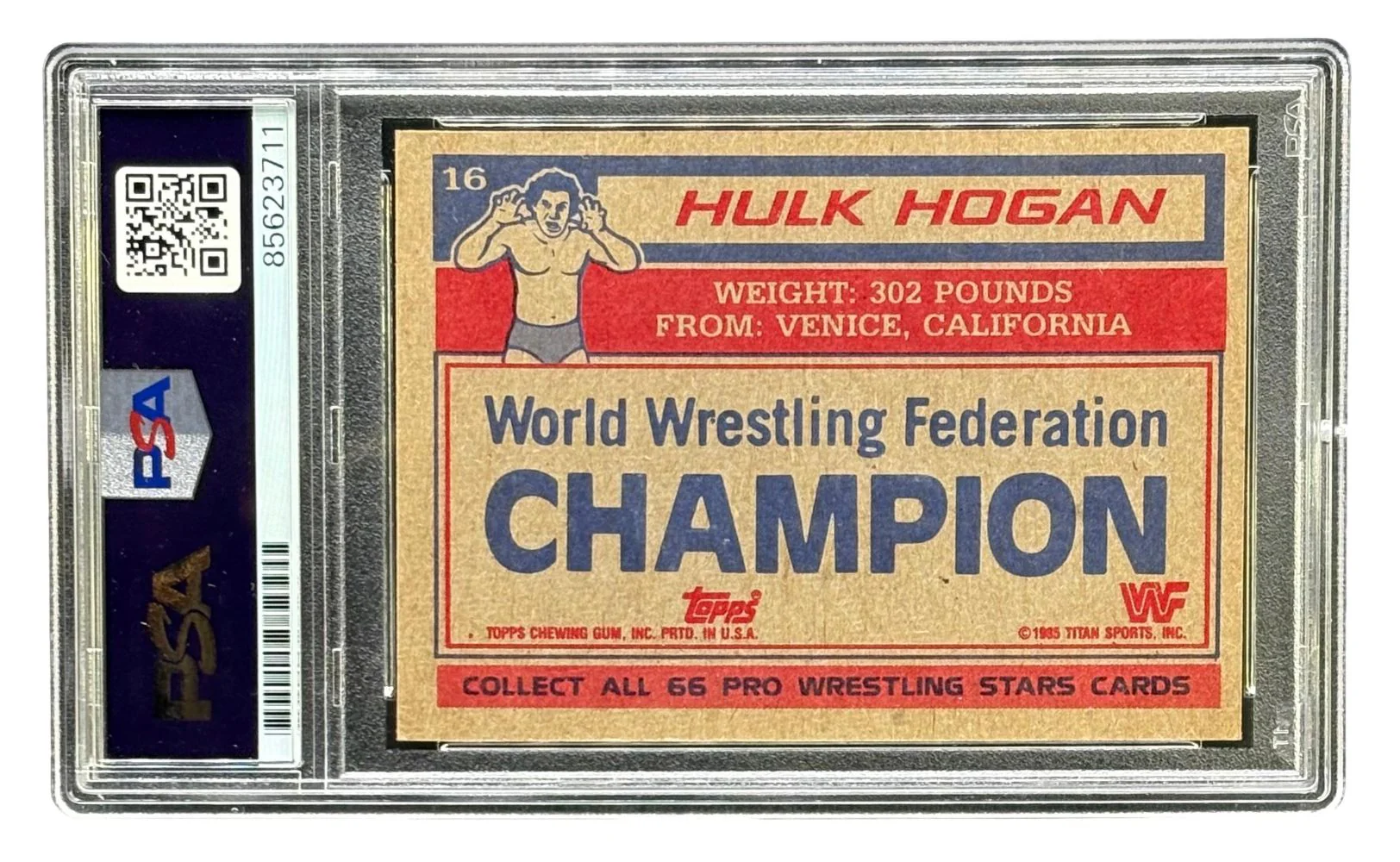 Hulk Hogan Signed 1985 Topps #16 WWF WWE Rookie Card 2 PSA - Image 2